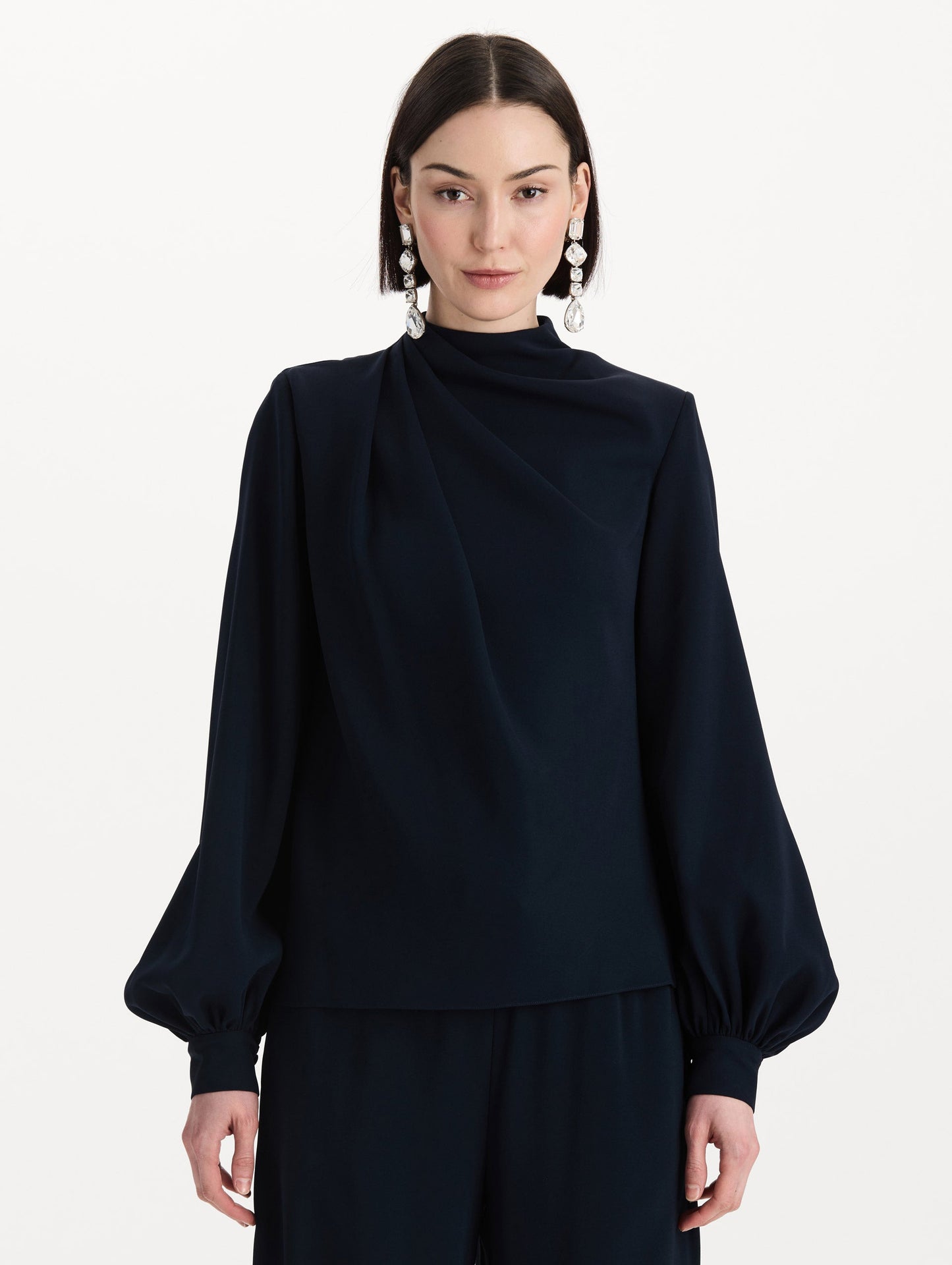 Draped Georgette Blouse Navy / Oscar de la Renta