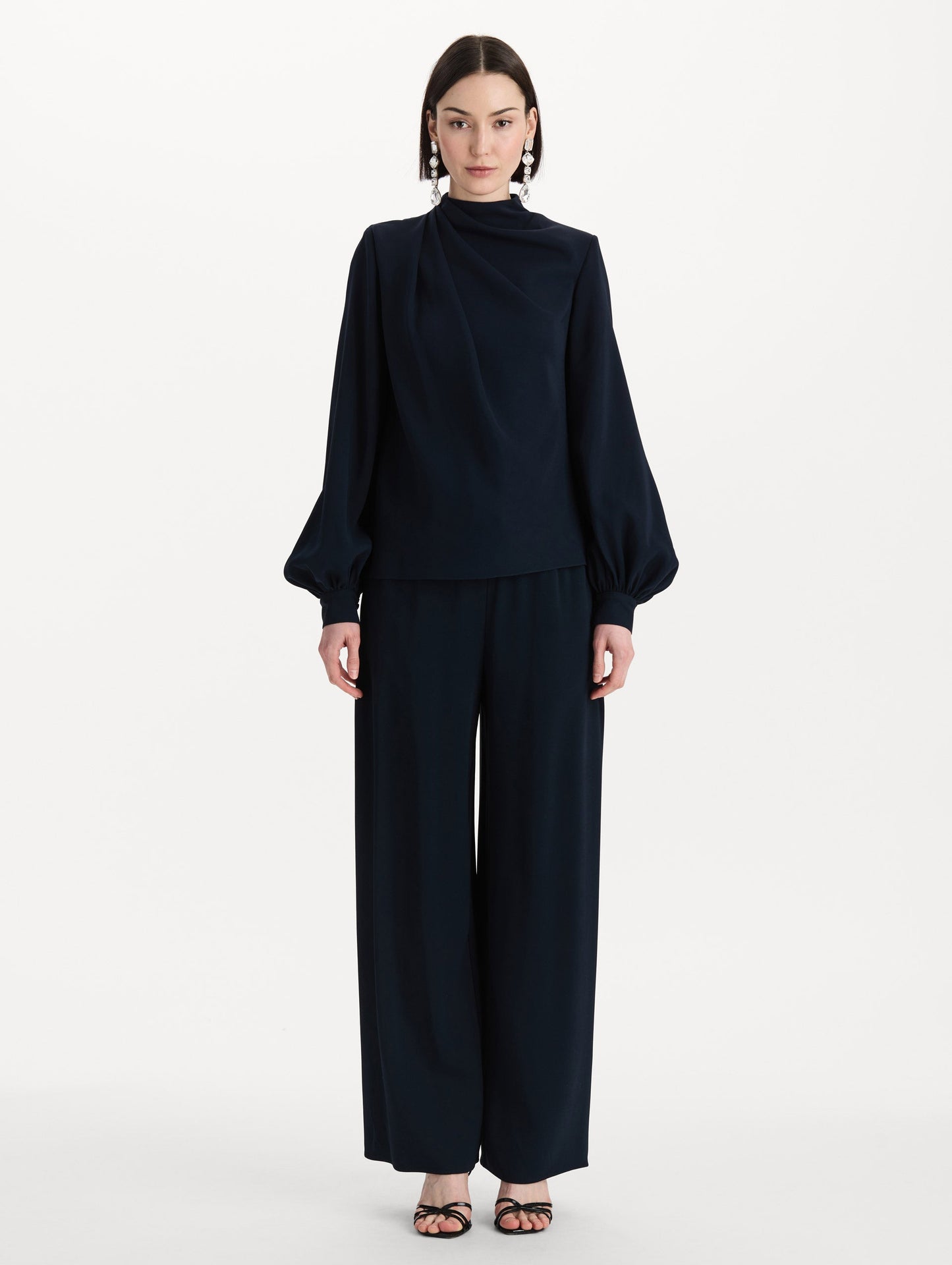 Draped Georgette Blouse Navy / Oscar de la Renta