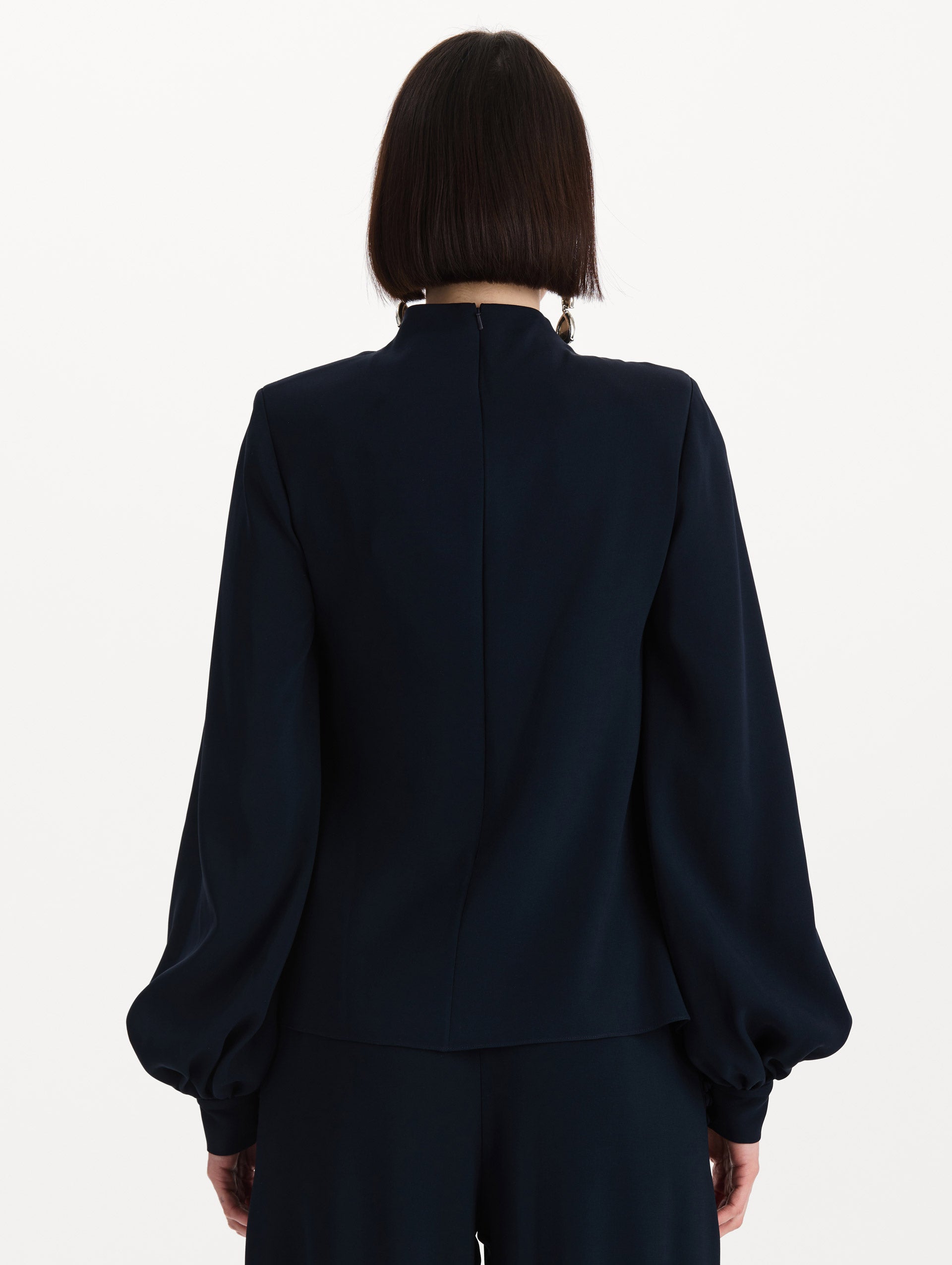 Draped Georgette Blouse Navy / Oscar de la Renta