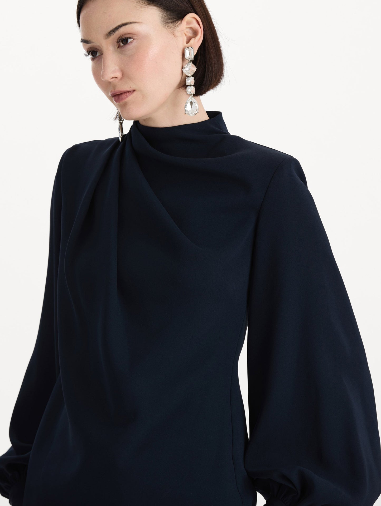Draped Georgette Blouse Navy / Oscar de la Renta