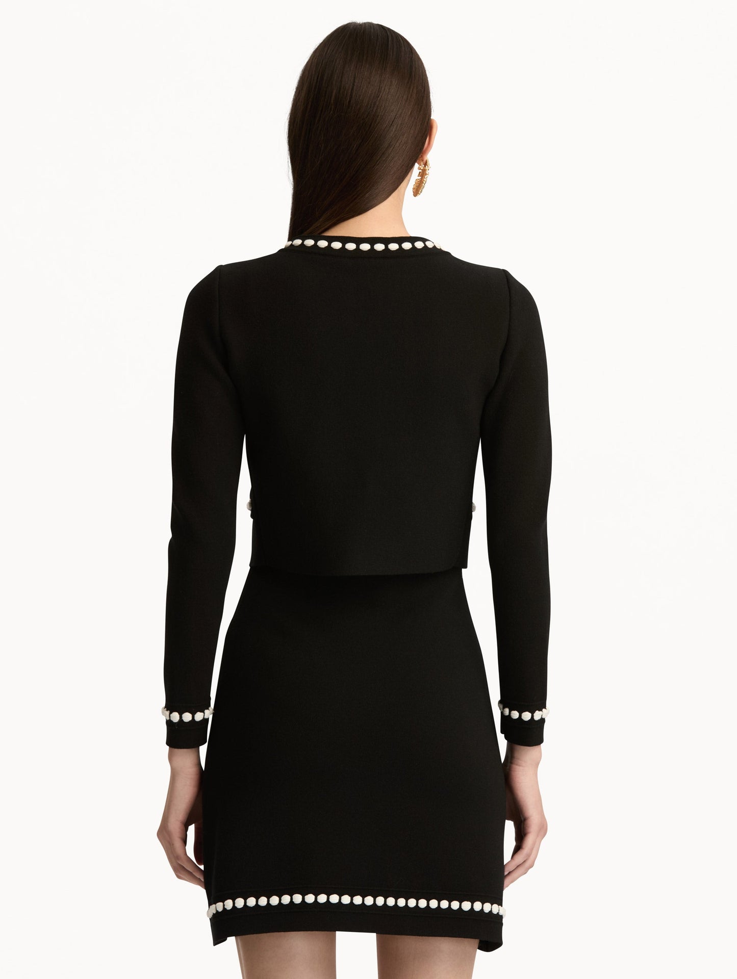 Bubble Trim Cardigan Black/white / Oscar de la Renta