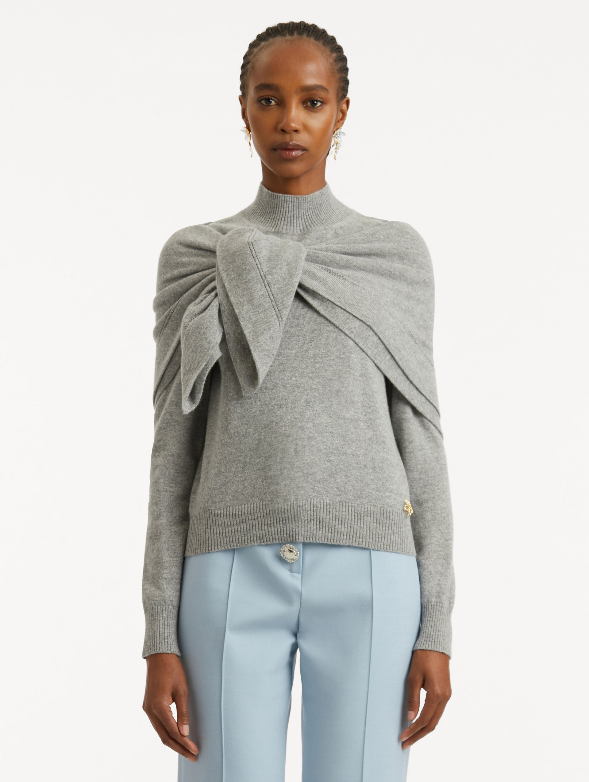 O Flower Cashmere Pullover with Scarf  / Oscar de la Renta