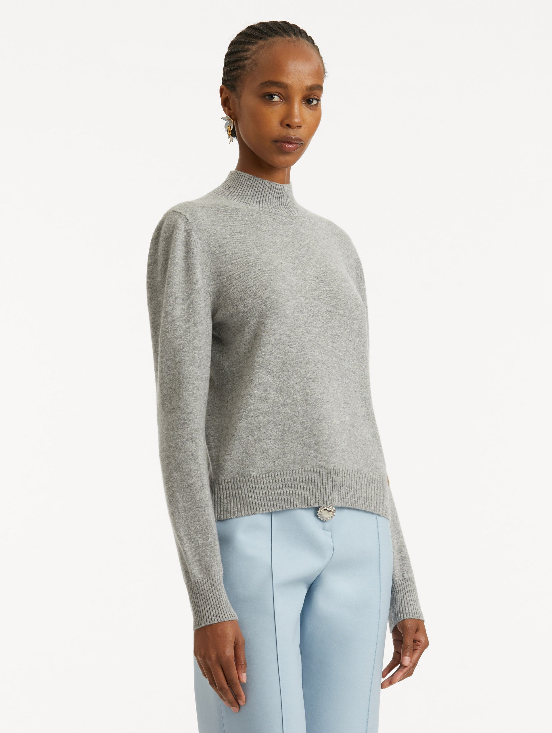 O Flower Cashmere Pullover with Scarf  / Oscar de la Renta