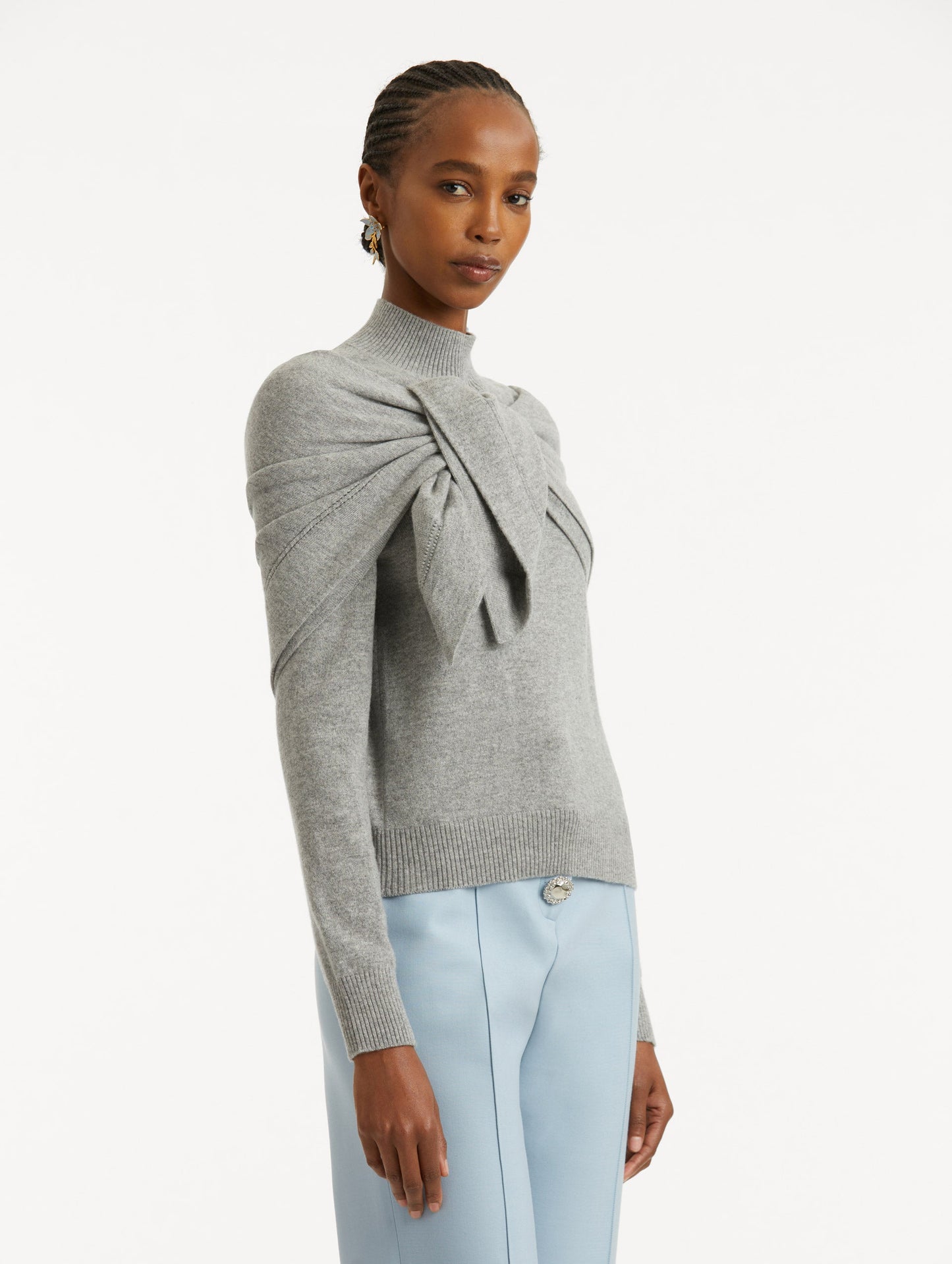O Flower Cashmere Pullover with Scarf  / Oscar de la Renta