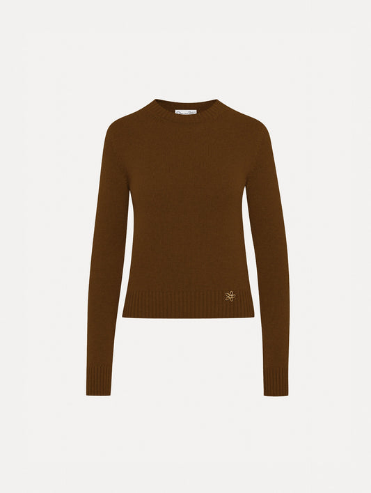 O Flower Cashmere Pullover with Scarf Brown / Oscar de la Renta