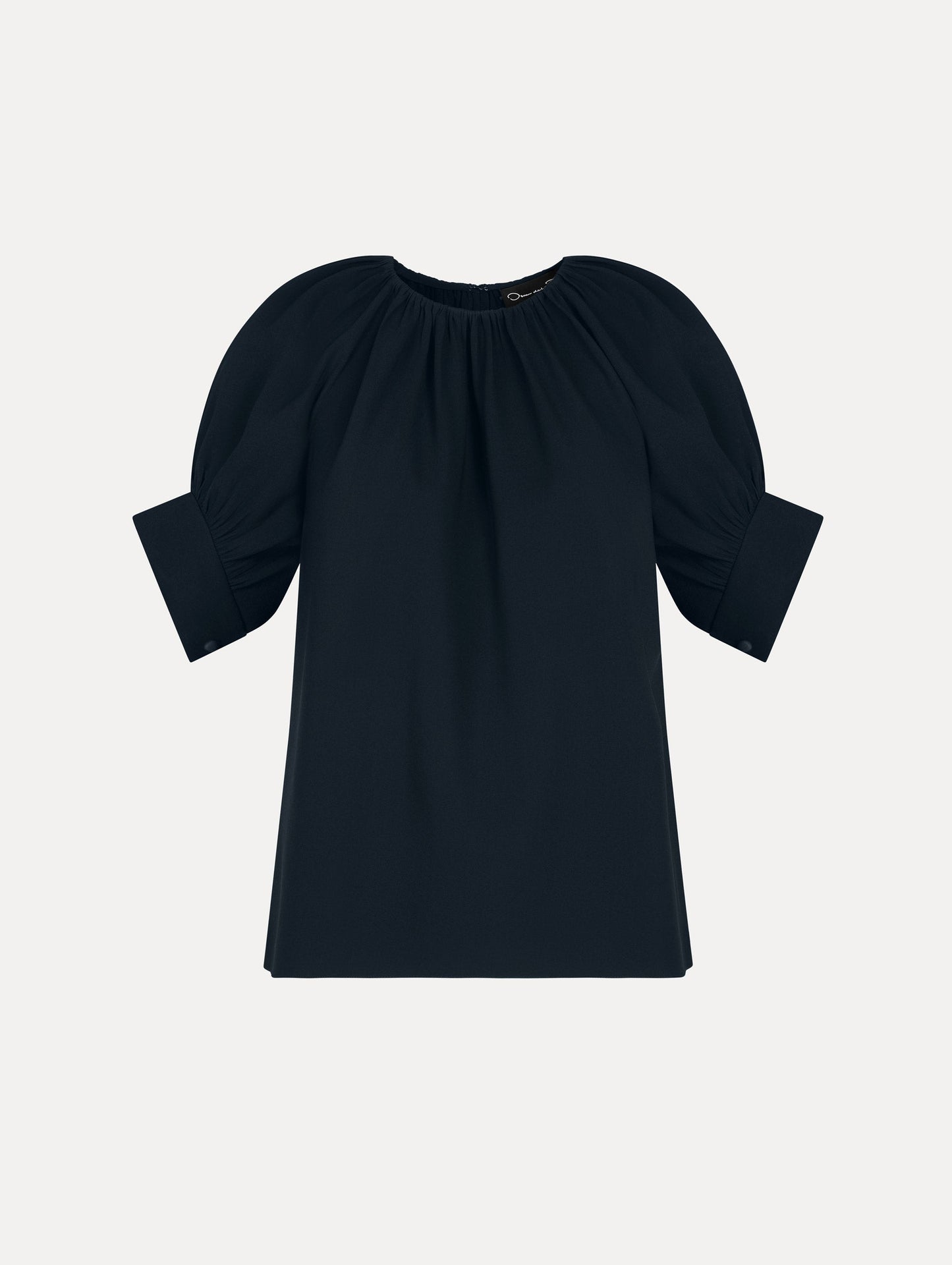 Gathered Silk Georgette Blouse Navy / Oscar de la Renta
