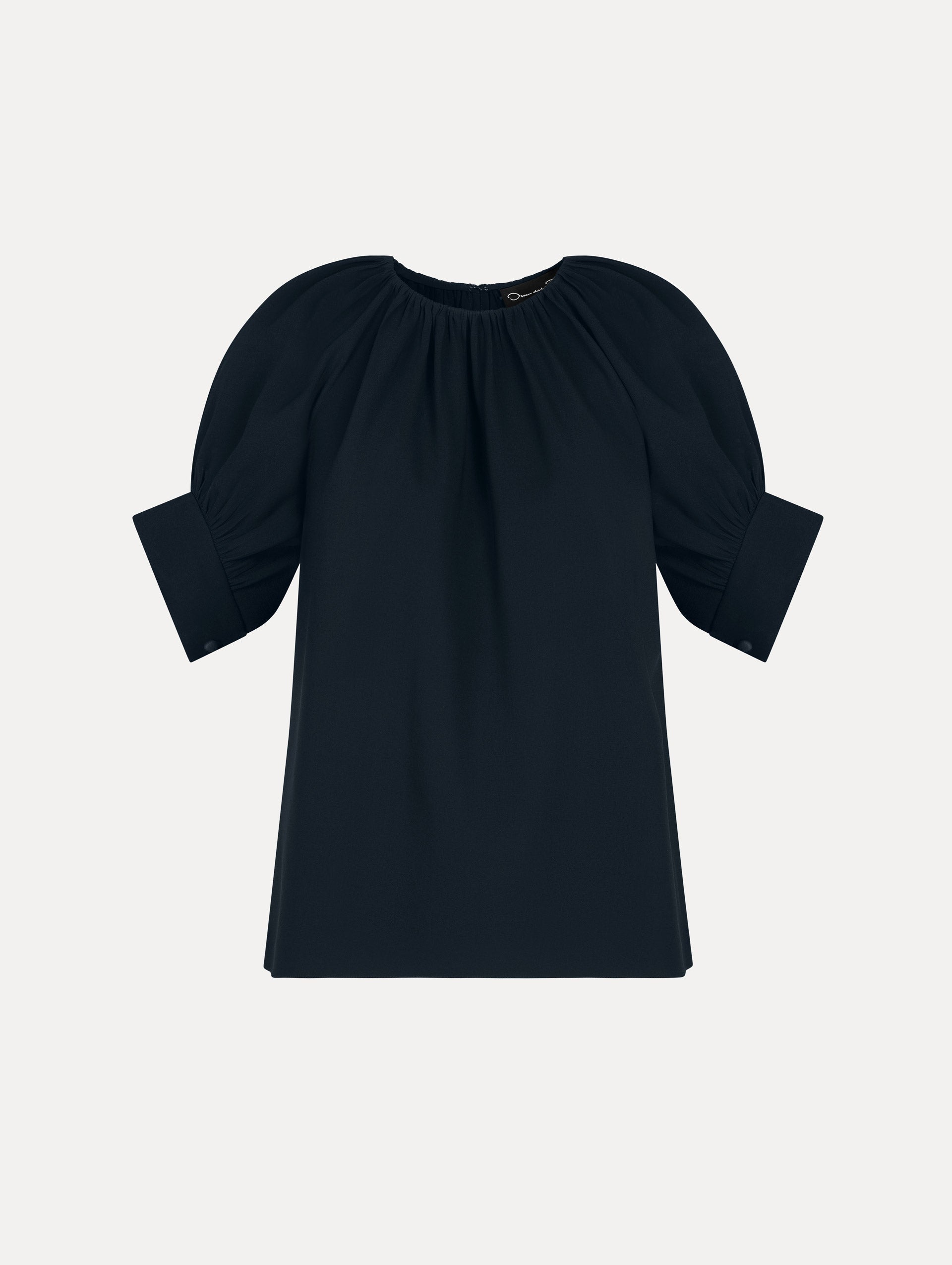 Gathered Silk Georgette Blouse Navy / Oscar de la Renta