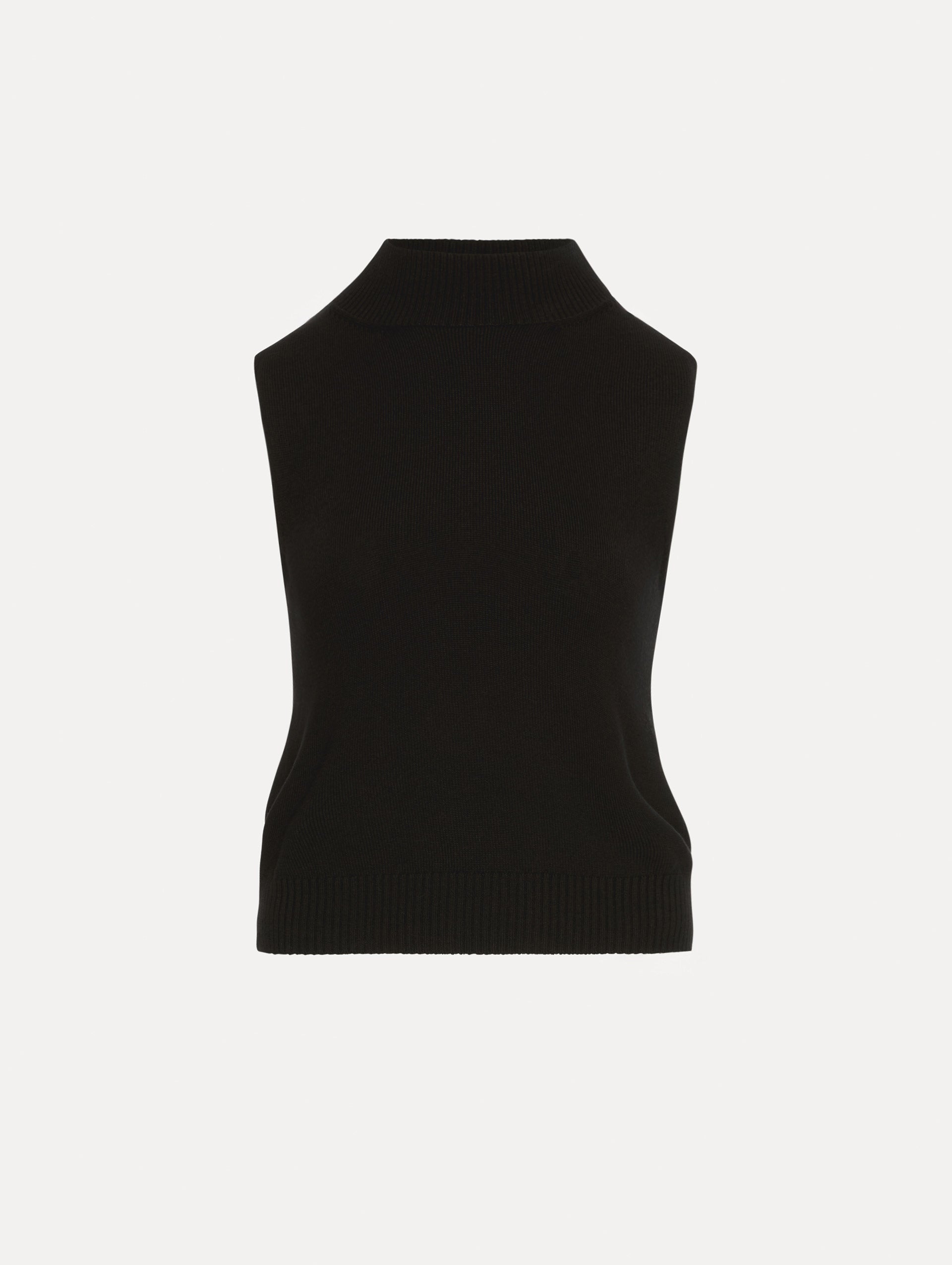 Sleeveless Mock Neck Ribbed Pullover Black / Oscar de la Renta