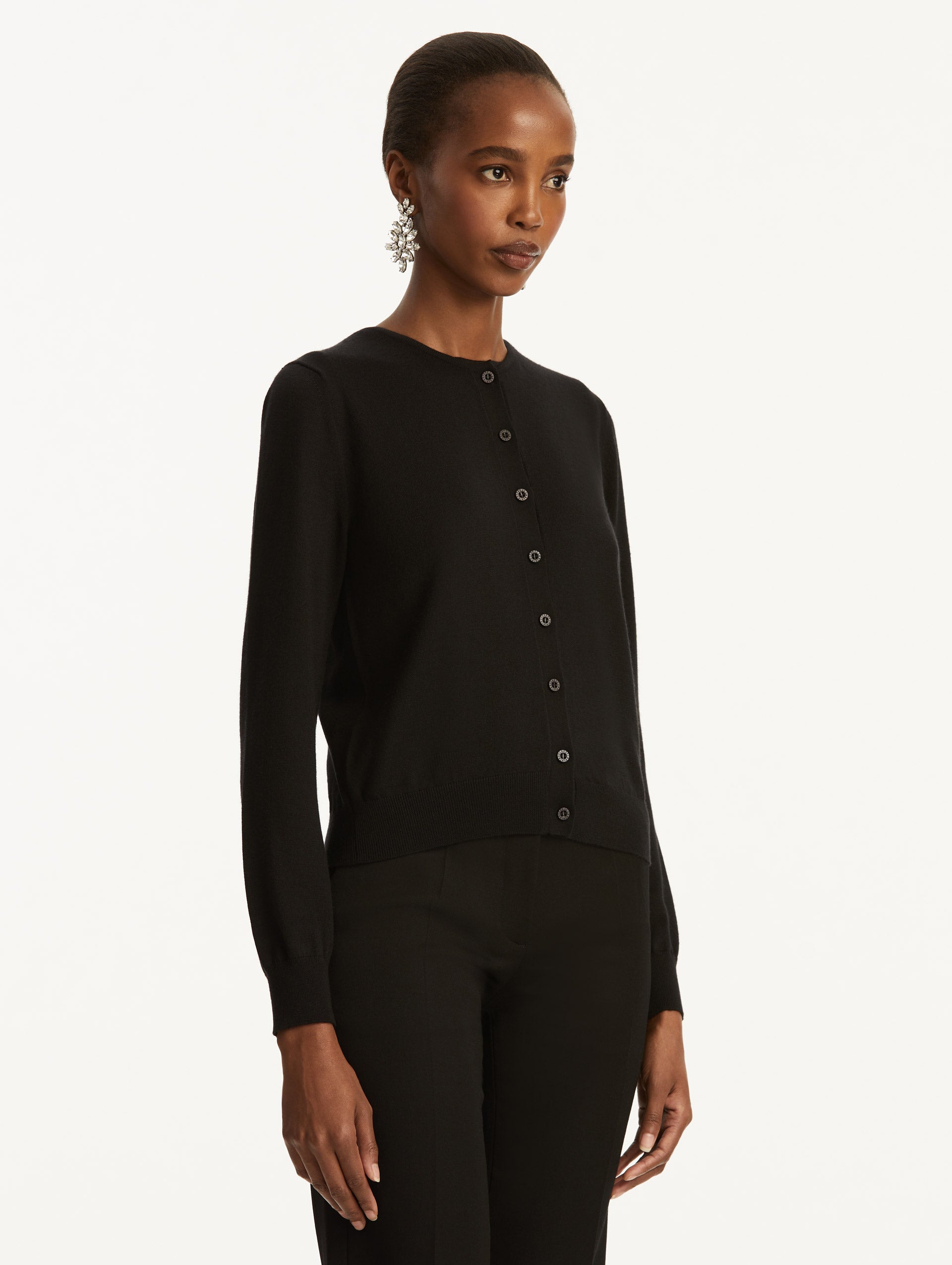 Wool-Blend Cardigan Black / Oscar de la Renta