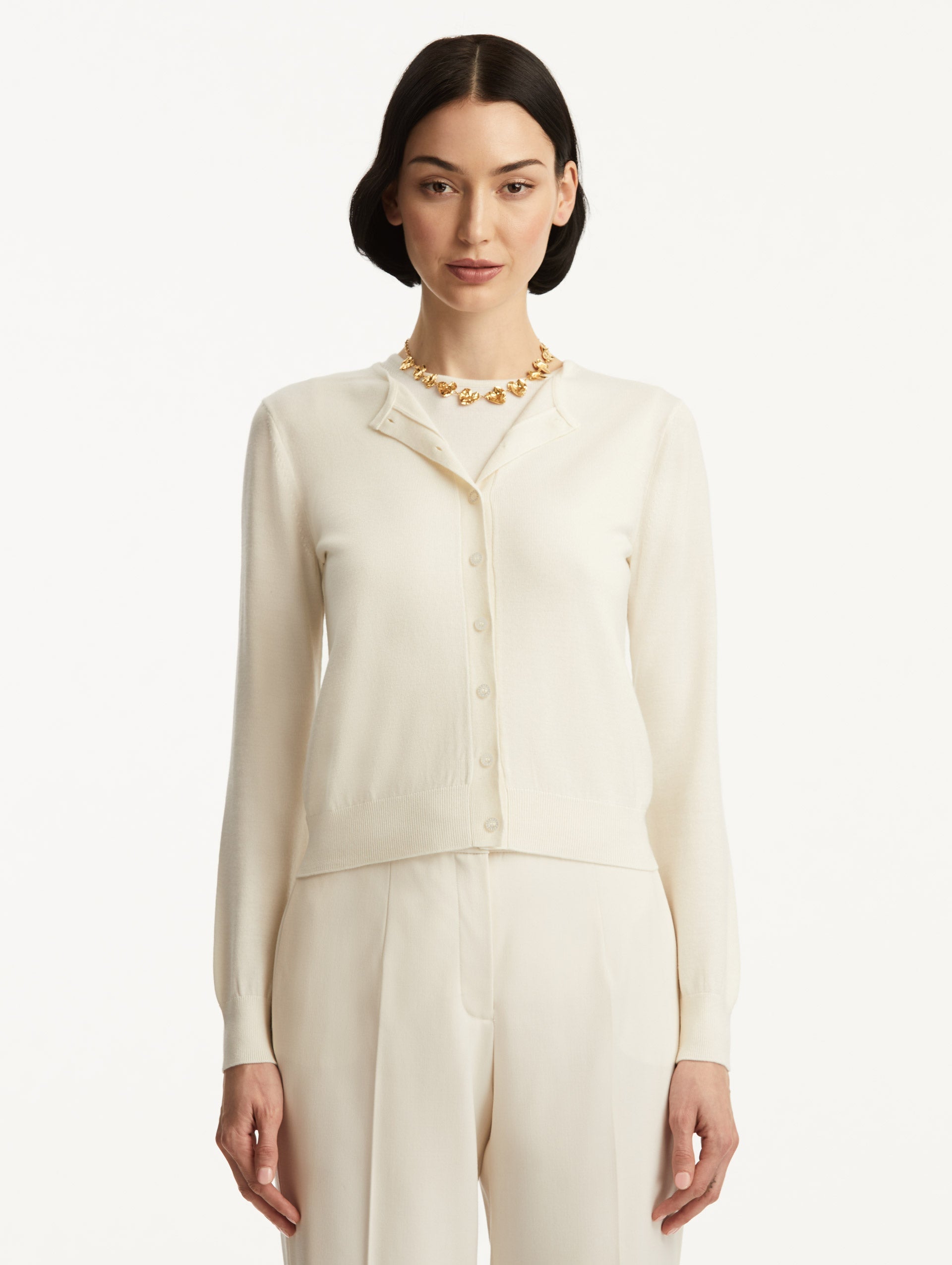 Wool-Blend Cardigan Ivory / Oscar de la Renta