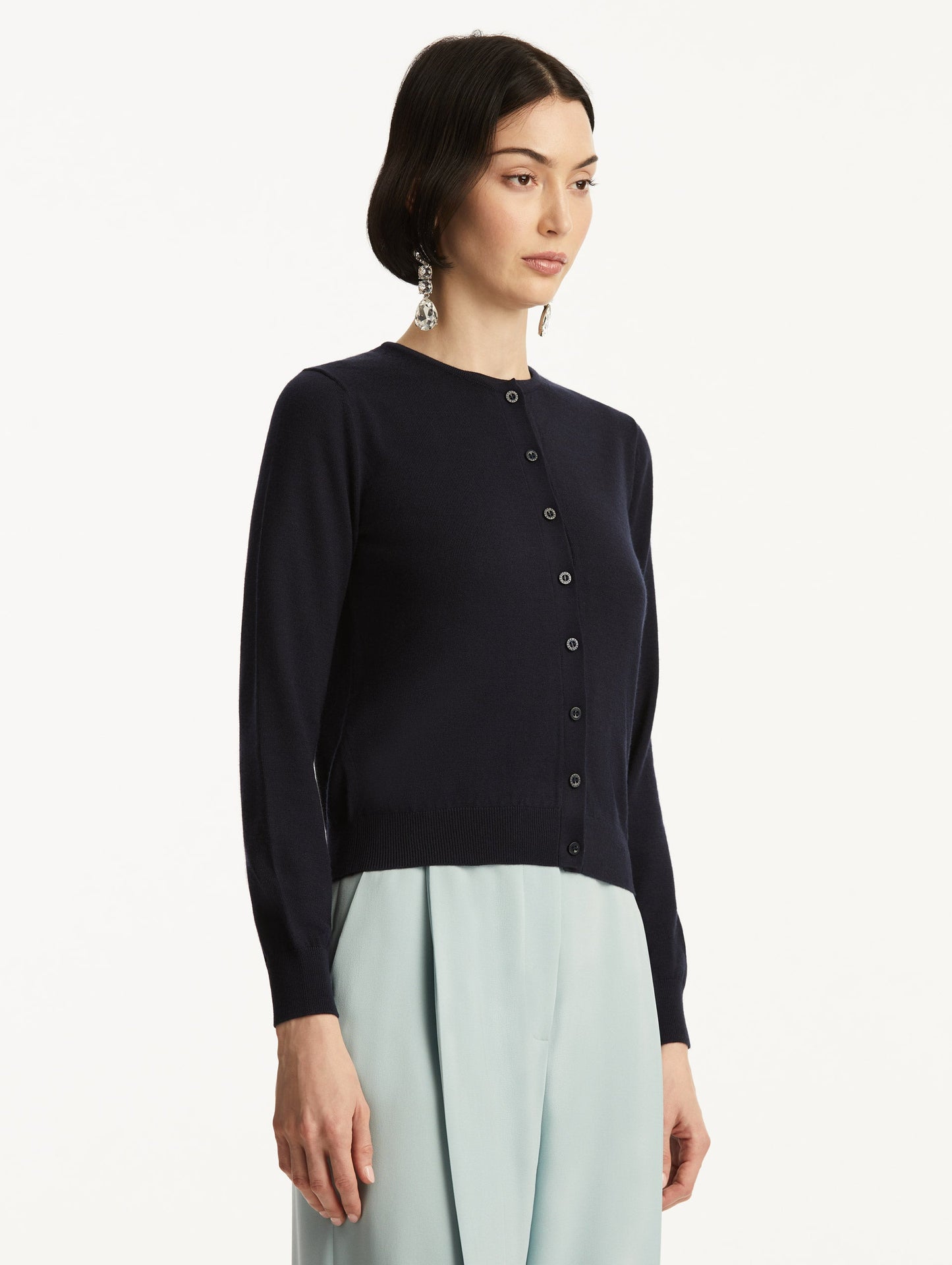 Wool-Blend Cardigan Navy / Oscar de la Renta