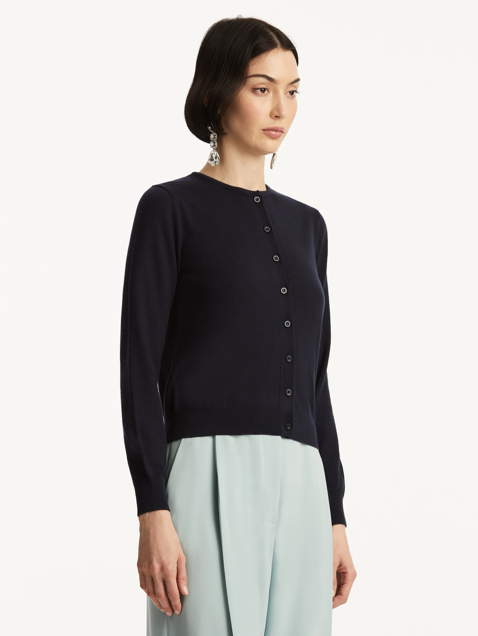 Wool-Blend Cardigan Navy / Oscar de la Renta