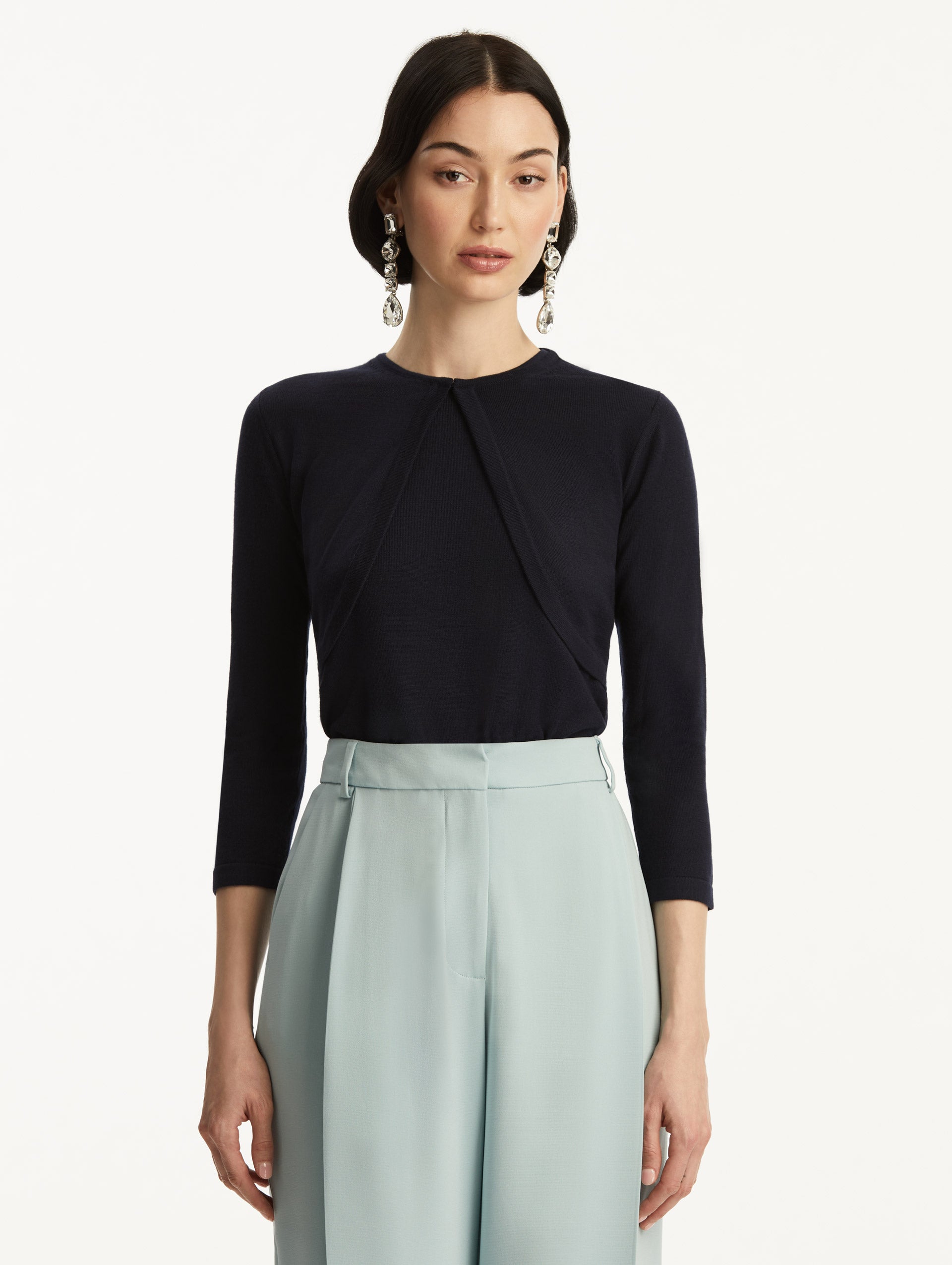Wool-Blend Bolero Navy / Oscar de la Renta