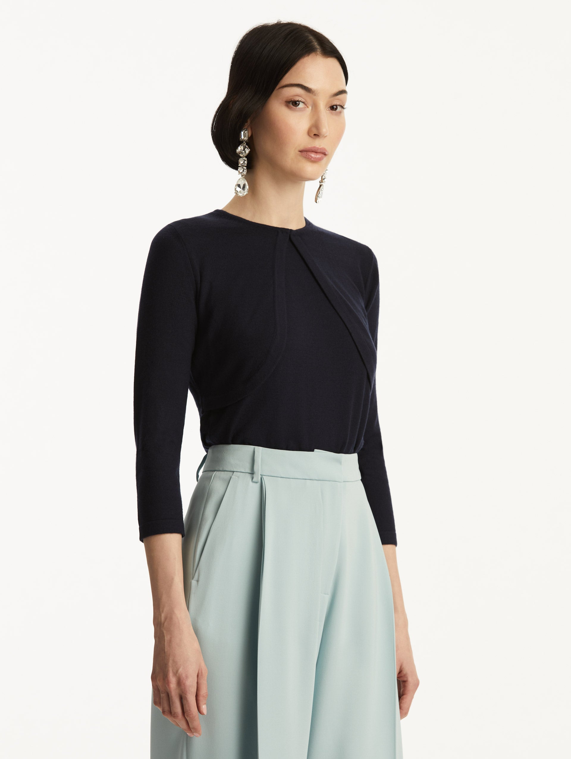 Wool-Blend Bolero Navy / Oscar de la Renta