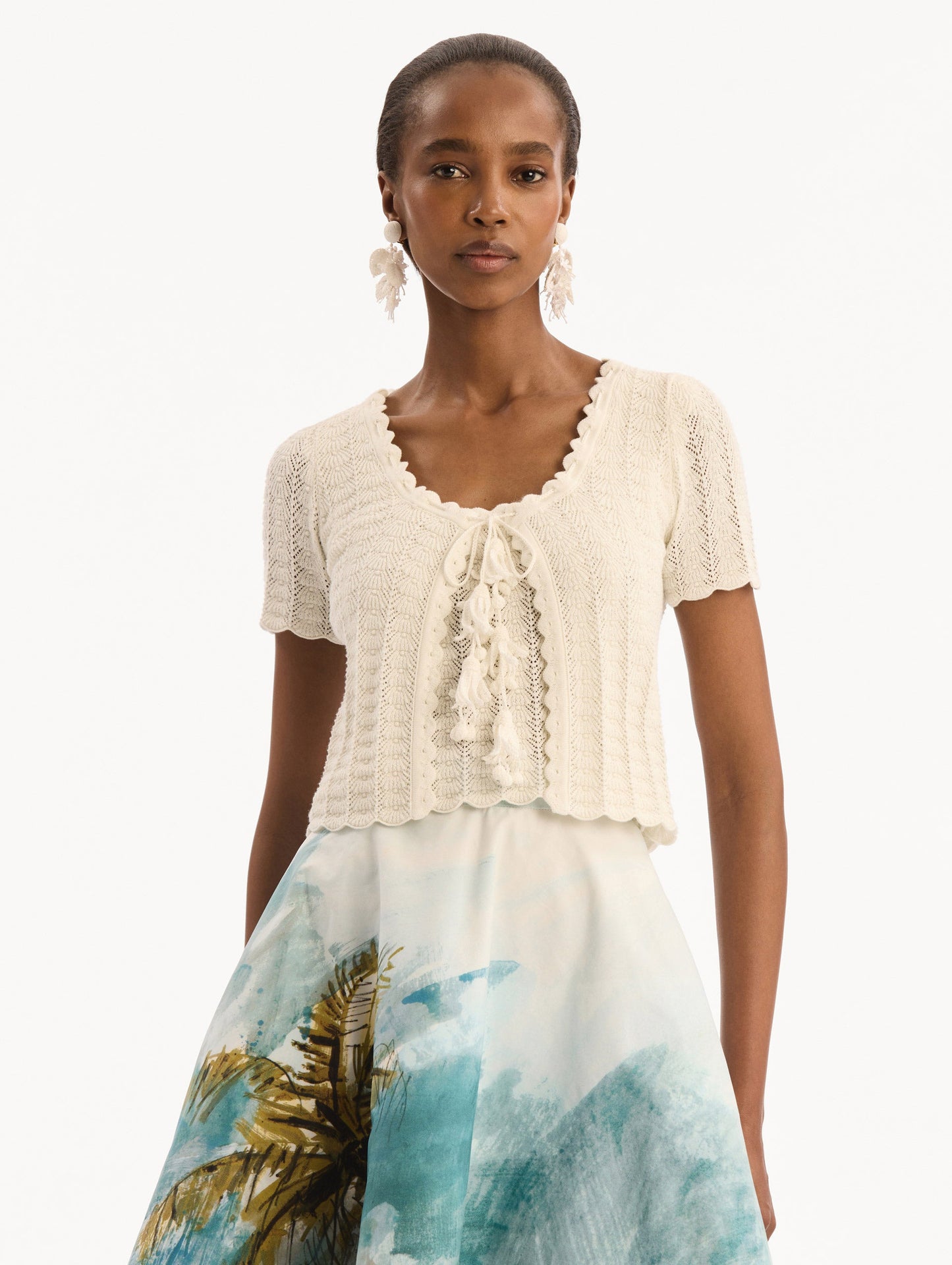 Pointelle Weave Cardigan Ivory / Oscar de la Renta