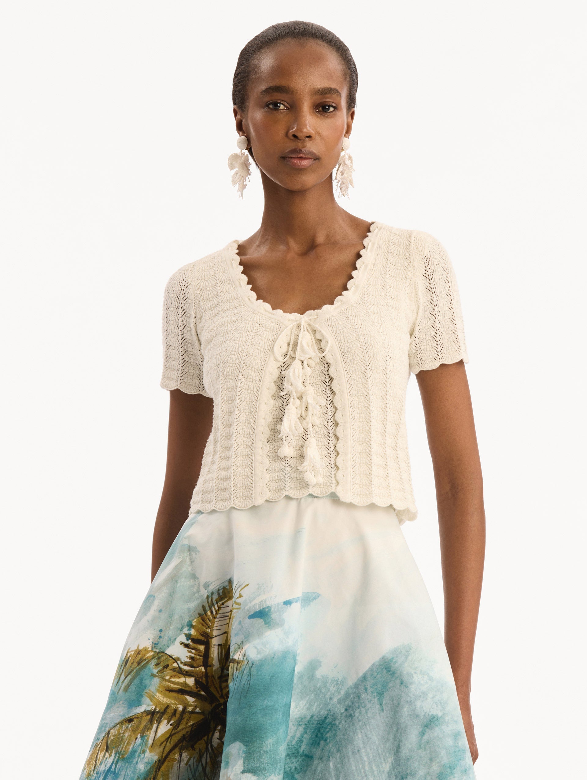 Pointelle Weave Cardigan Ivory / Oscar de la Renta