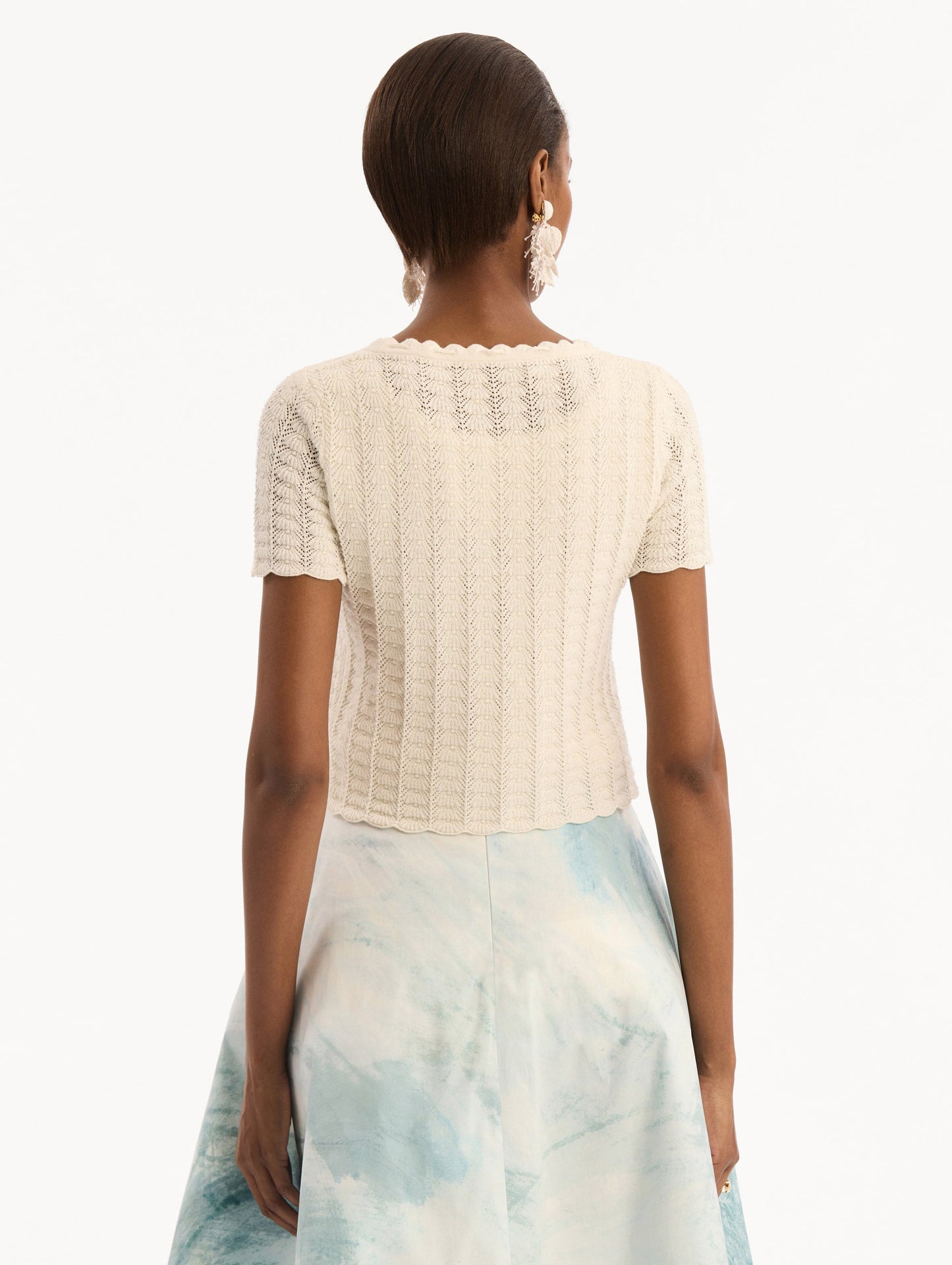 Pointelle Weave Cardigan Ivory / Oscar de la Renta