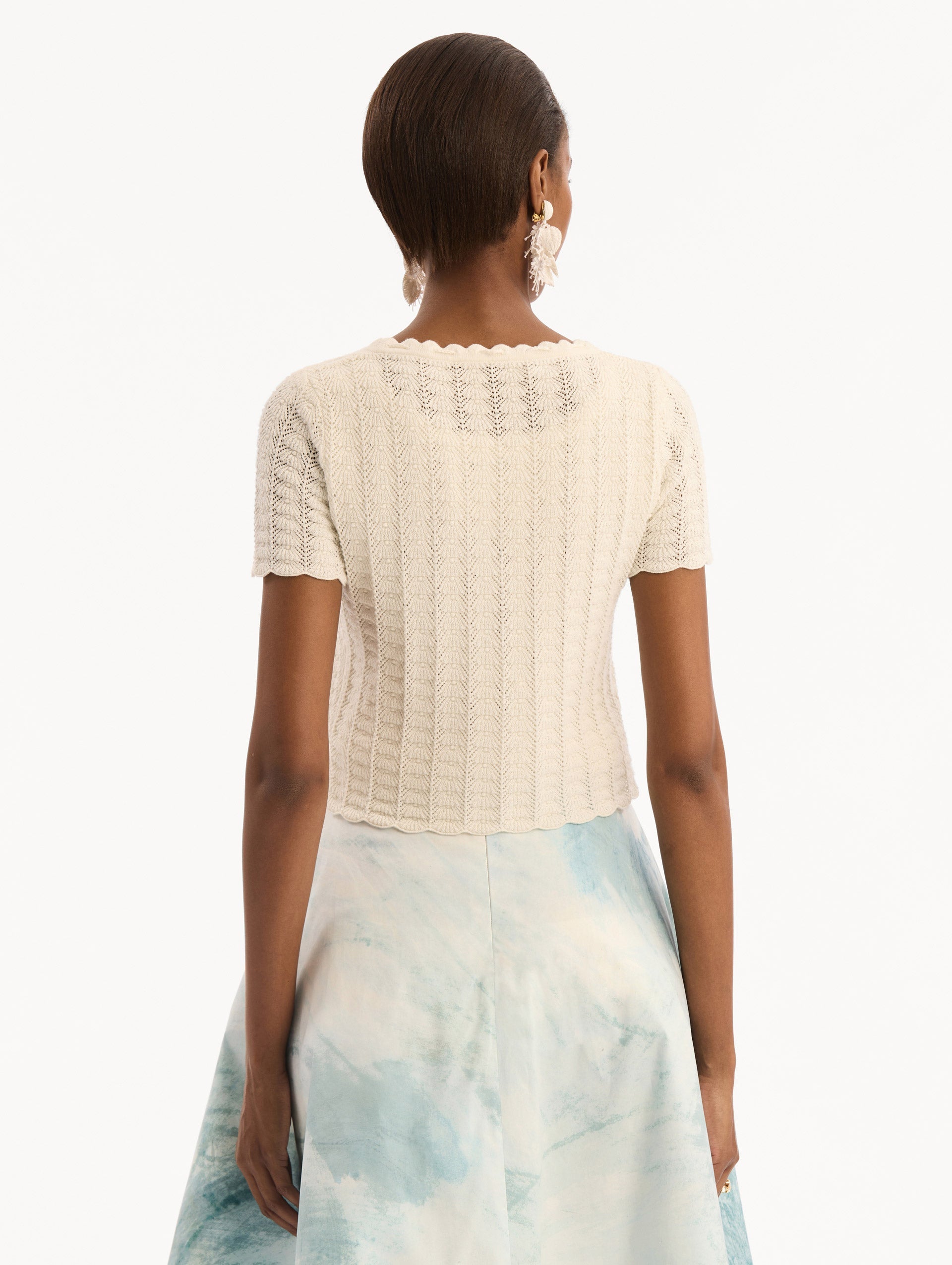 Pointelle Weave Cardigan Ivory / Oscar de la Renta