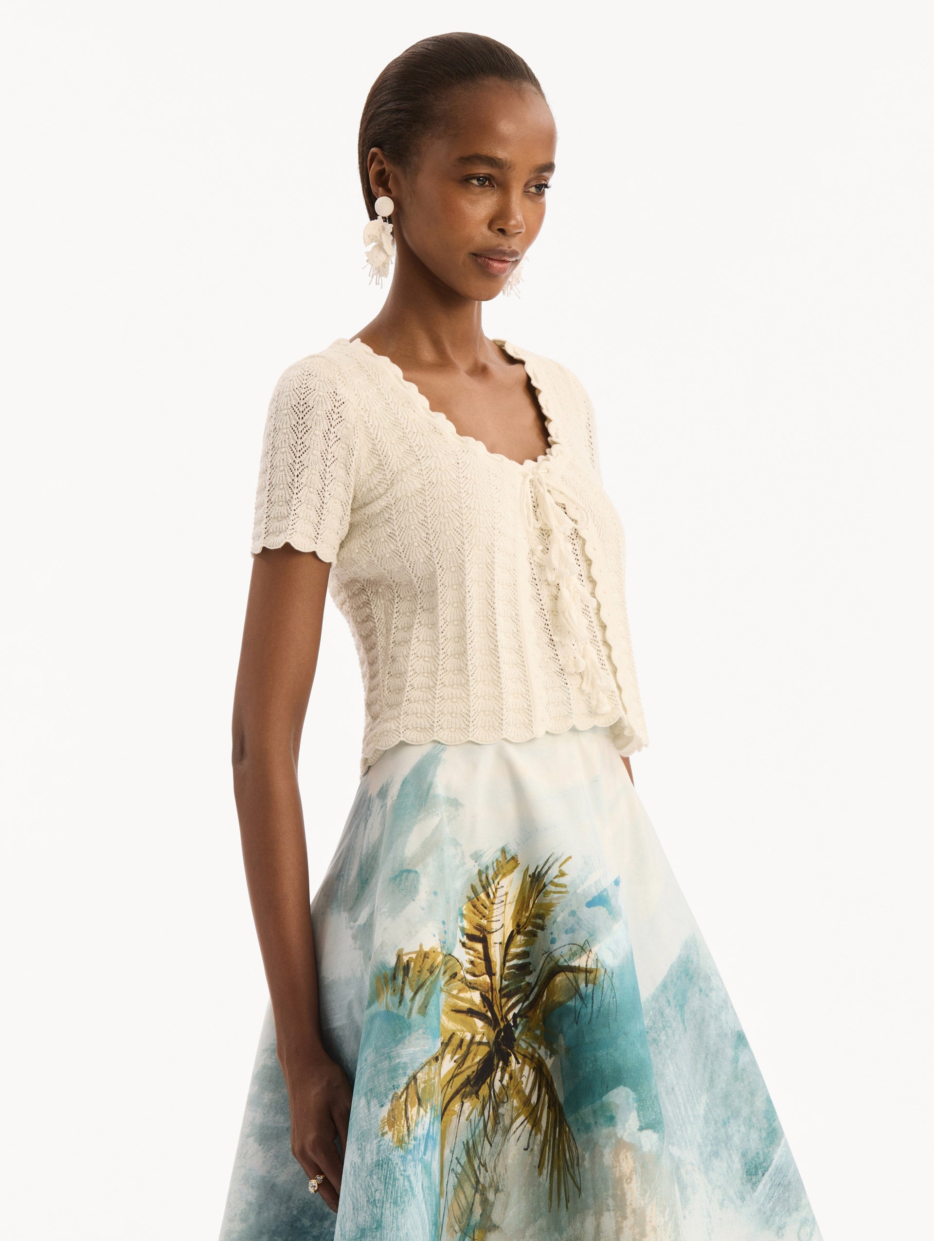 Pointelle Weave Cardigan Ivory / Oscar de la Renta