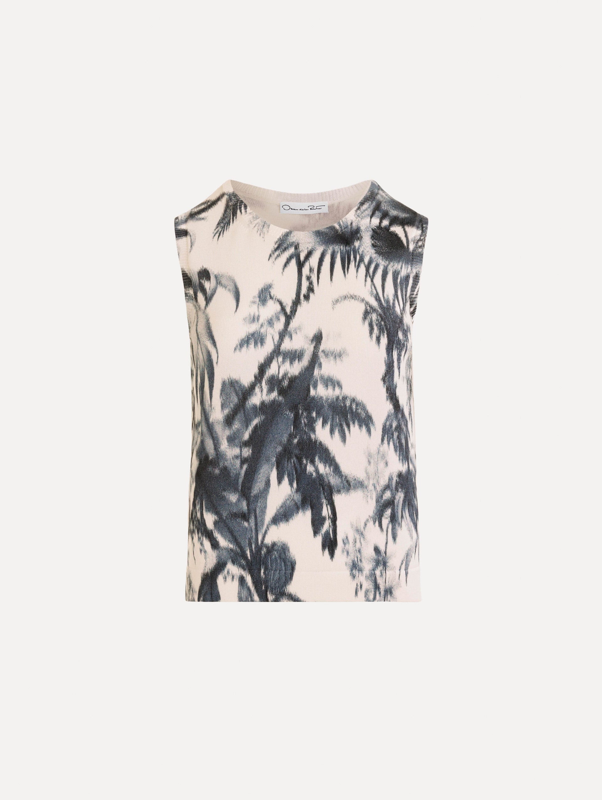 Chiné Palm Leaves Tank Navy/white / Oscar de la Renta