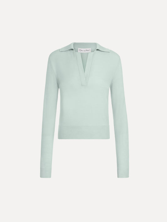 Wool Polo Pullover Saltwater / Oscar de la Renta