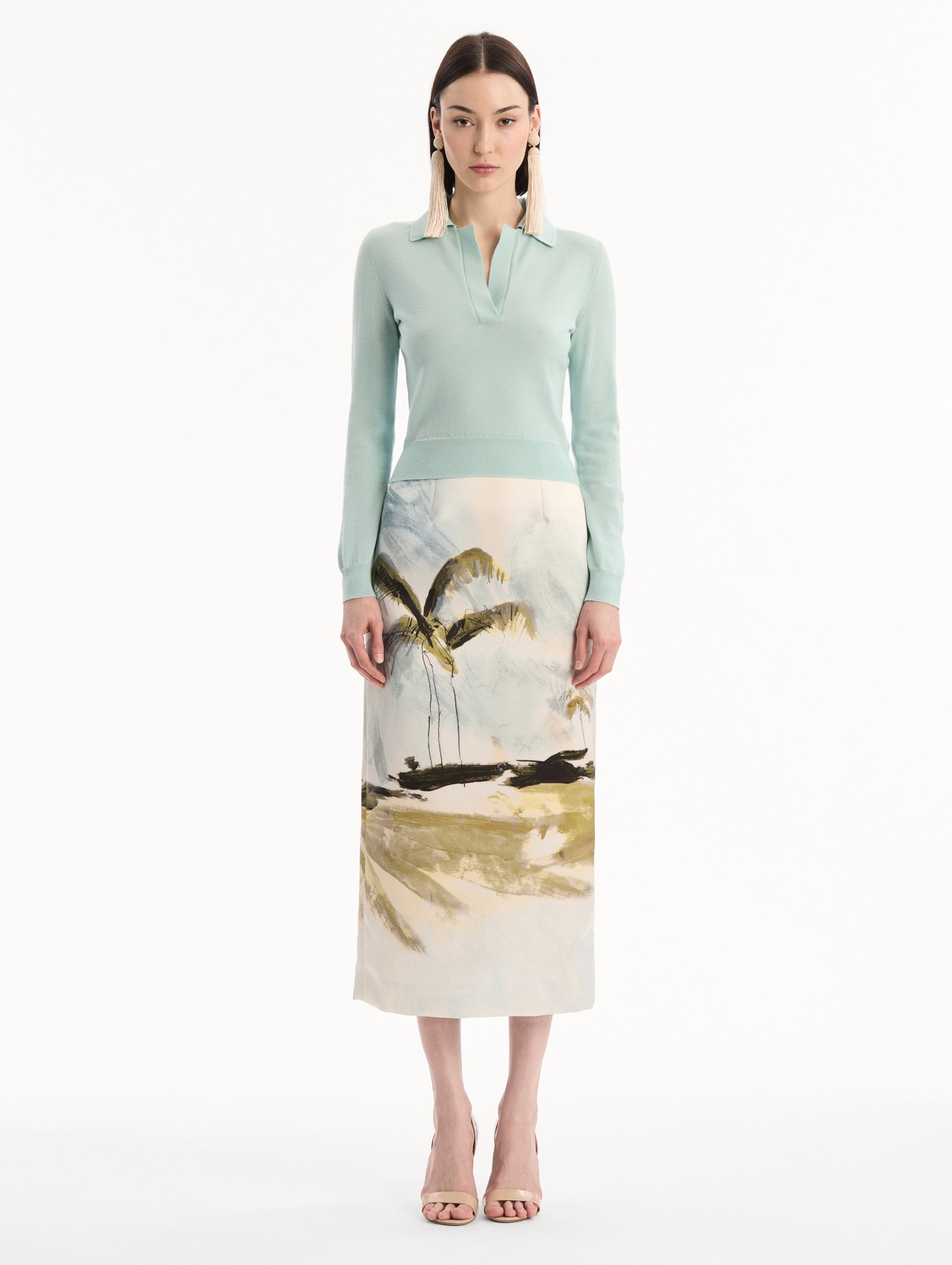 Wool Polo Pullover Saltwater / Oscar de la Renta