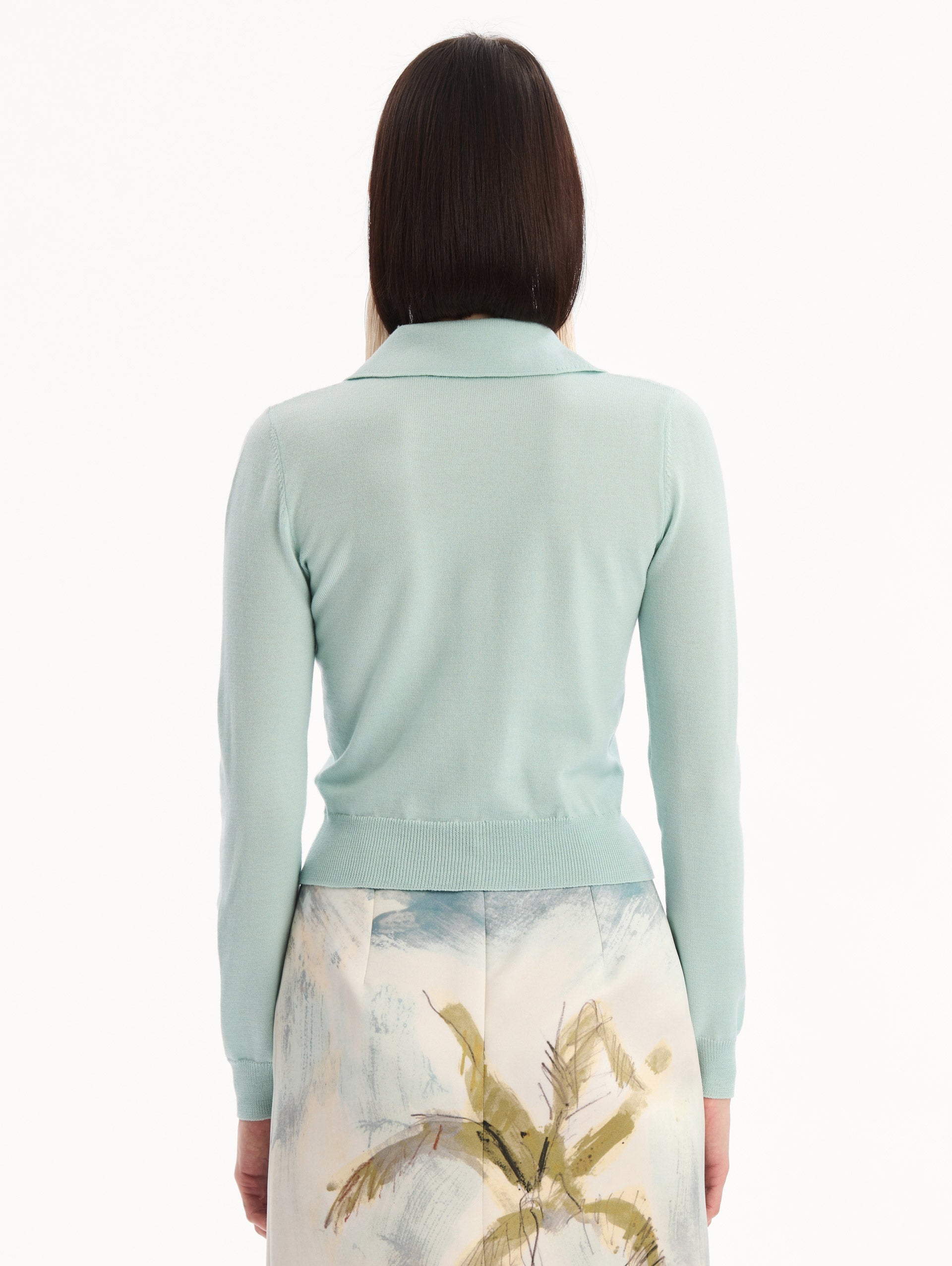 Wool Polo Pullover Saltwater / Oscar de la Renta