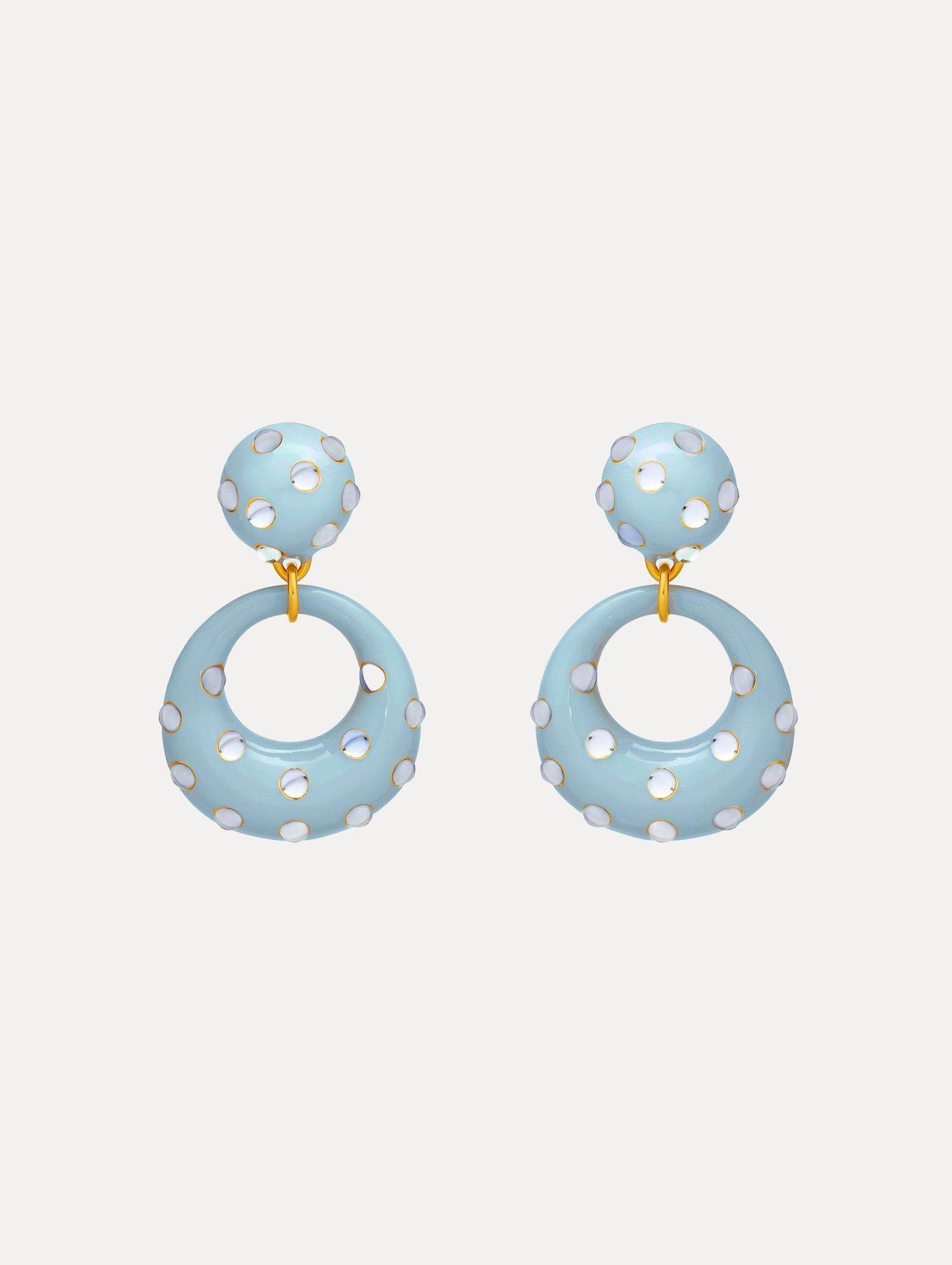 Enamel Cabochon Hoop Clip-On Earrings Sky / Oscar de la Renta