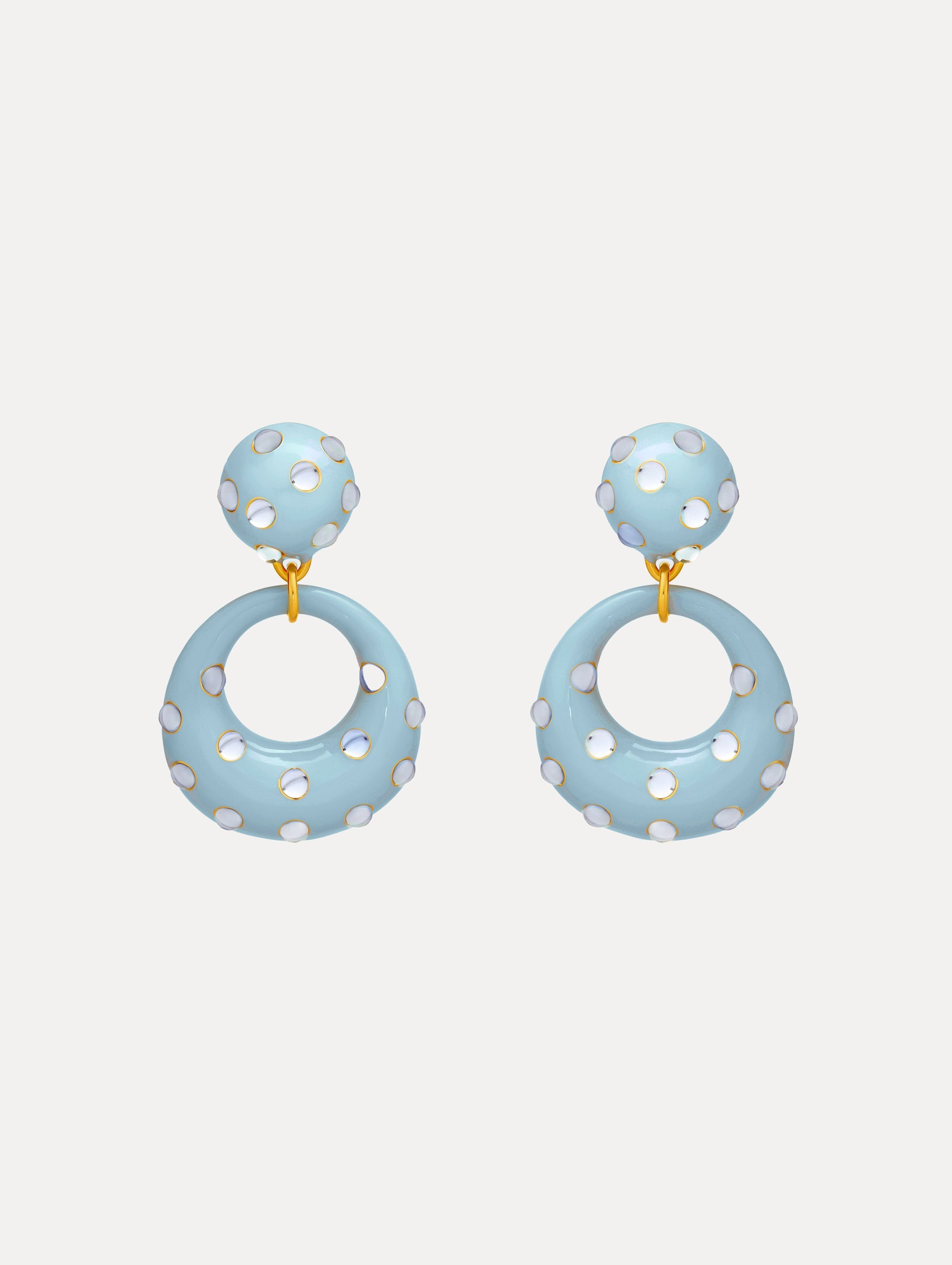 Enamel Cabochon Hoop Clip-On Earrings Sky / Oscar de la Renta