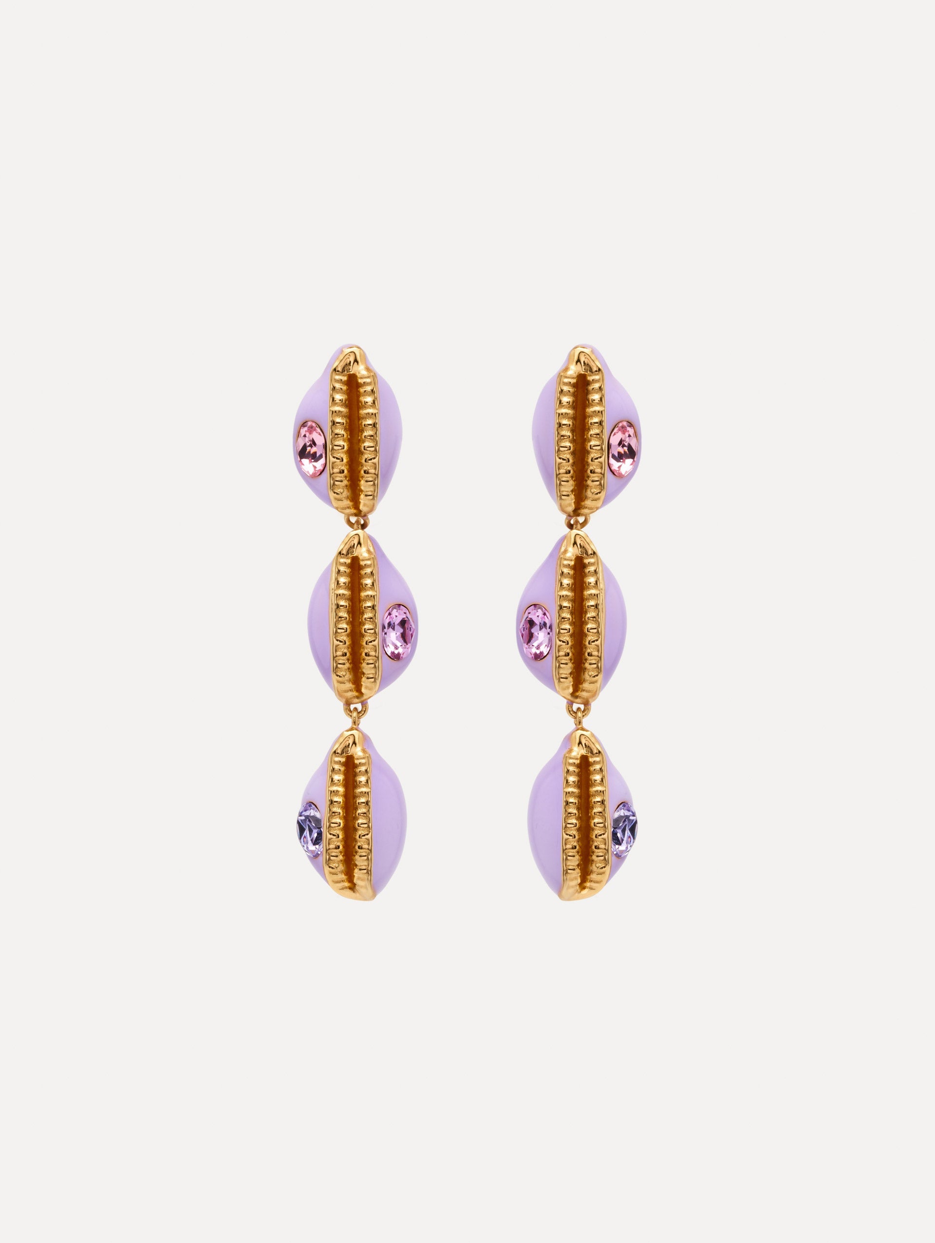 Enamel Cowrie Shell Clip-On Earrings Lilac / Oscar de la Renta