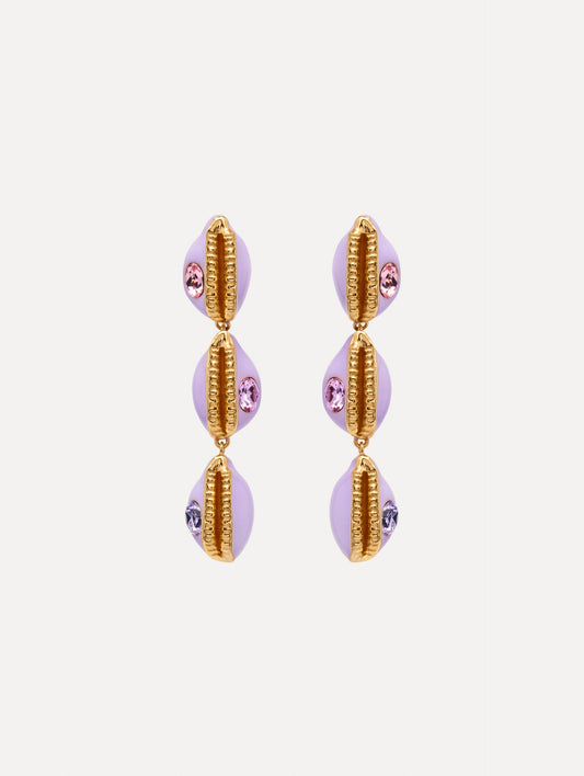 Enamel Cowrie Shell Clip-On Earrings Lilac / Oscar de la Renta