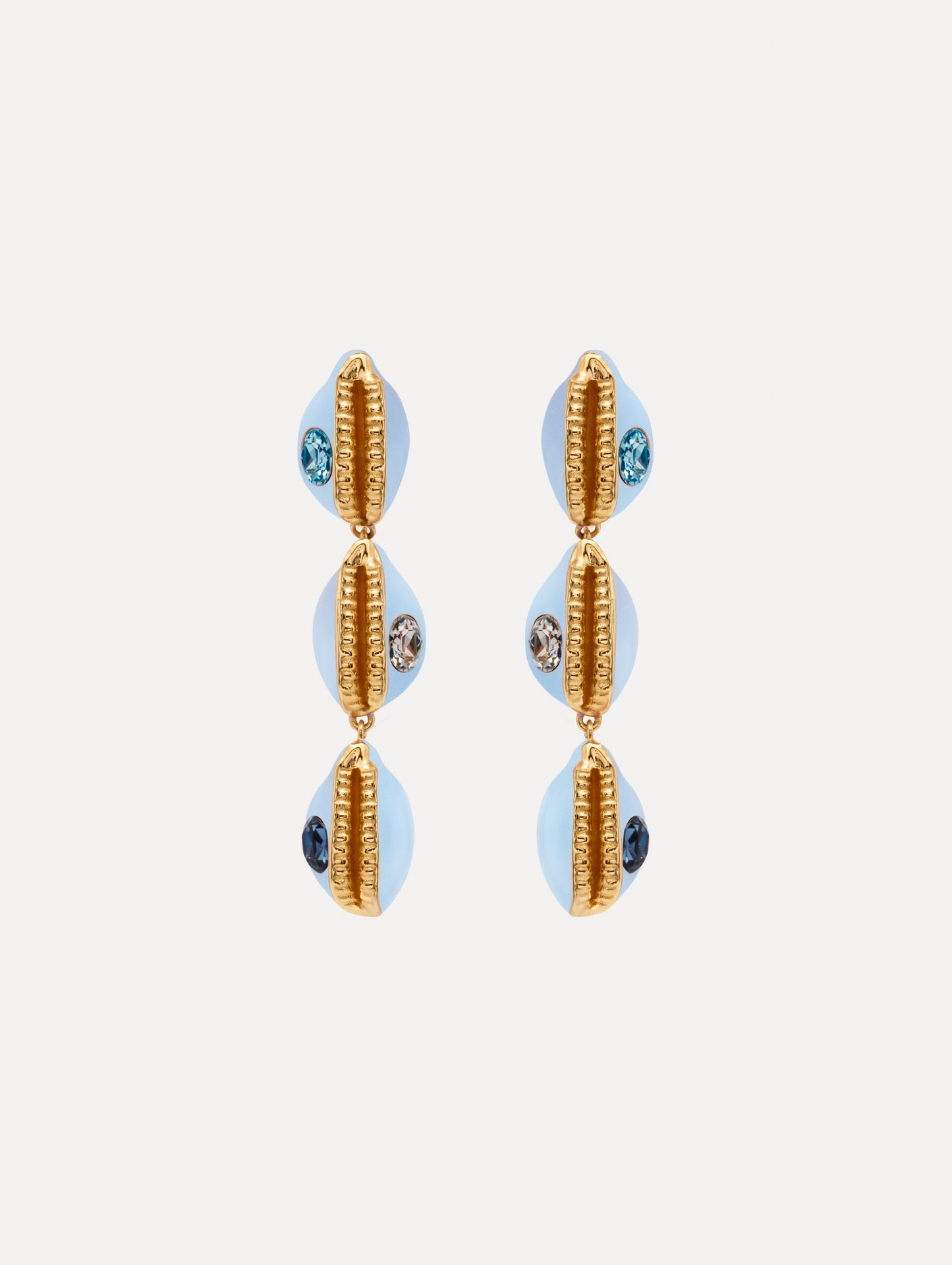 Enamel Cowrie Shell Clip-On Earrings Sky / Oscar de la Renta