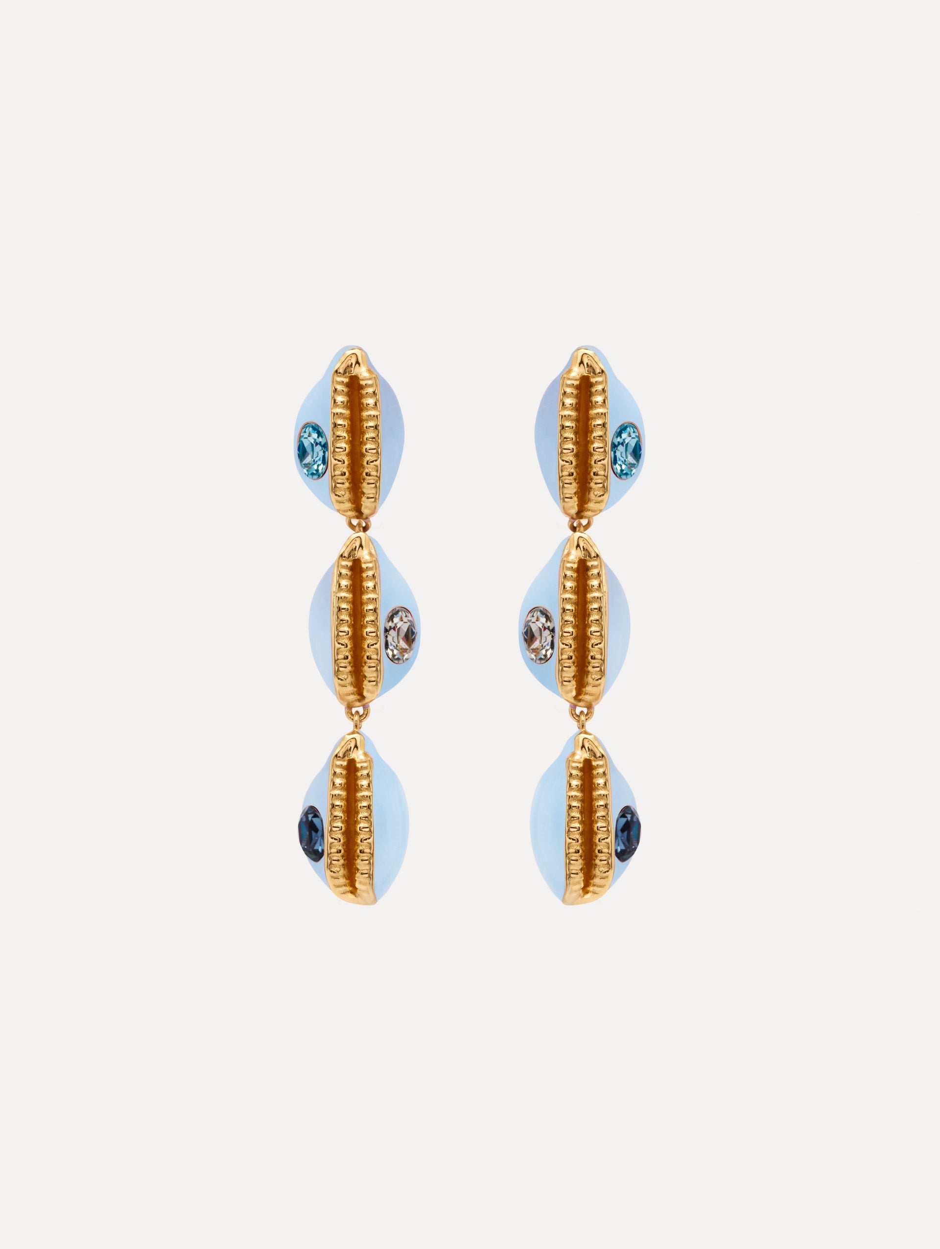 Enamel Cowrie Shell Clip-On Earrings Sky / Oscar de la Renta