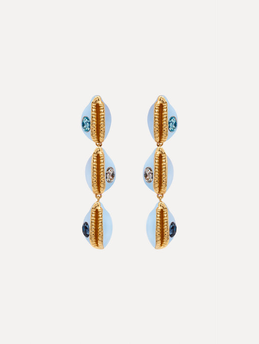 Enamel Cowrie Shell Clip-On Earrings Sky / Oscar de la Renta