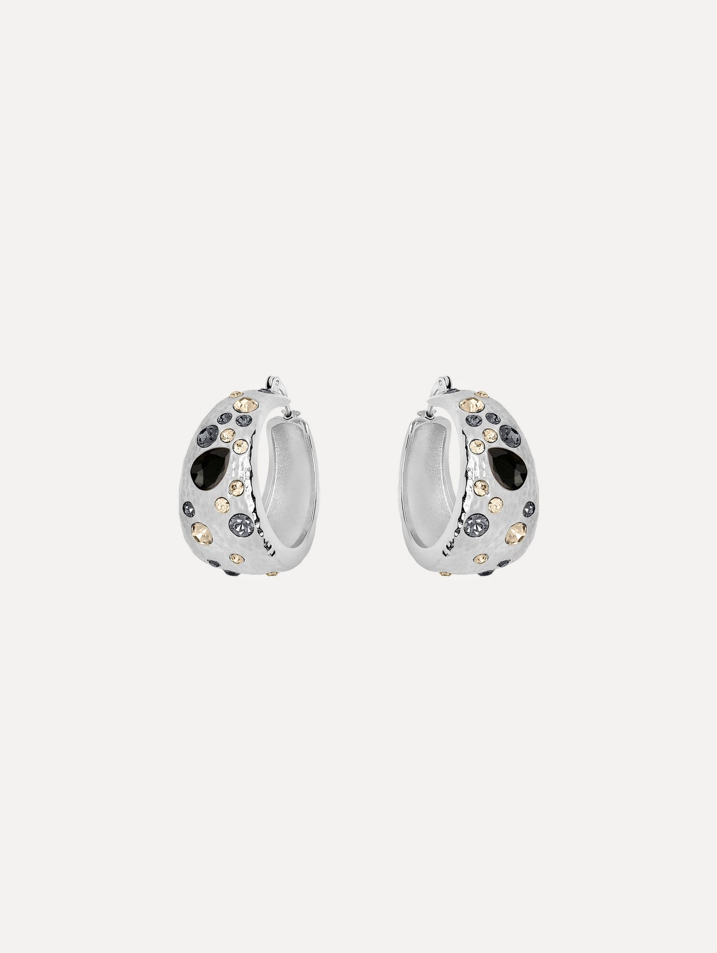 Mixed Crystal Hoop Earrings Black diamond / Oscar de la Renta