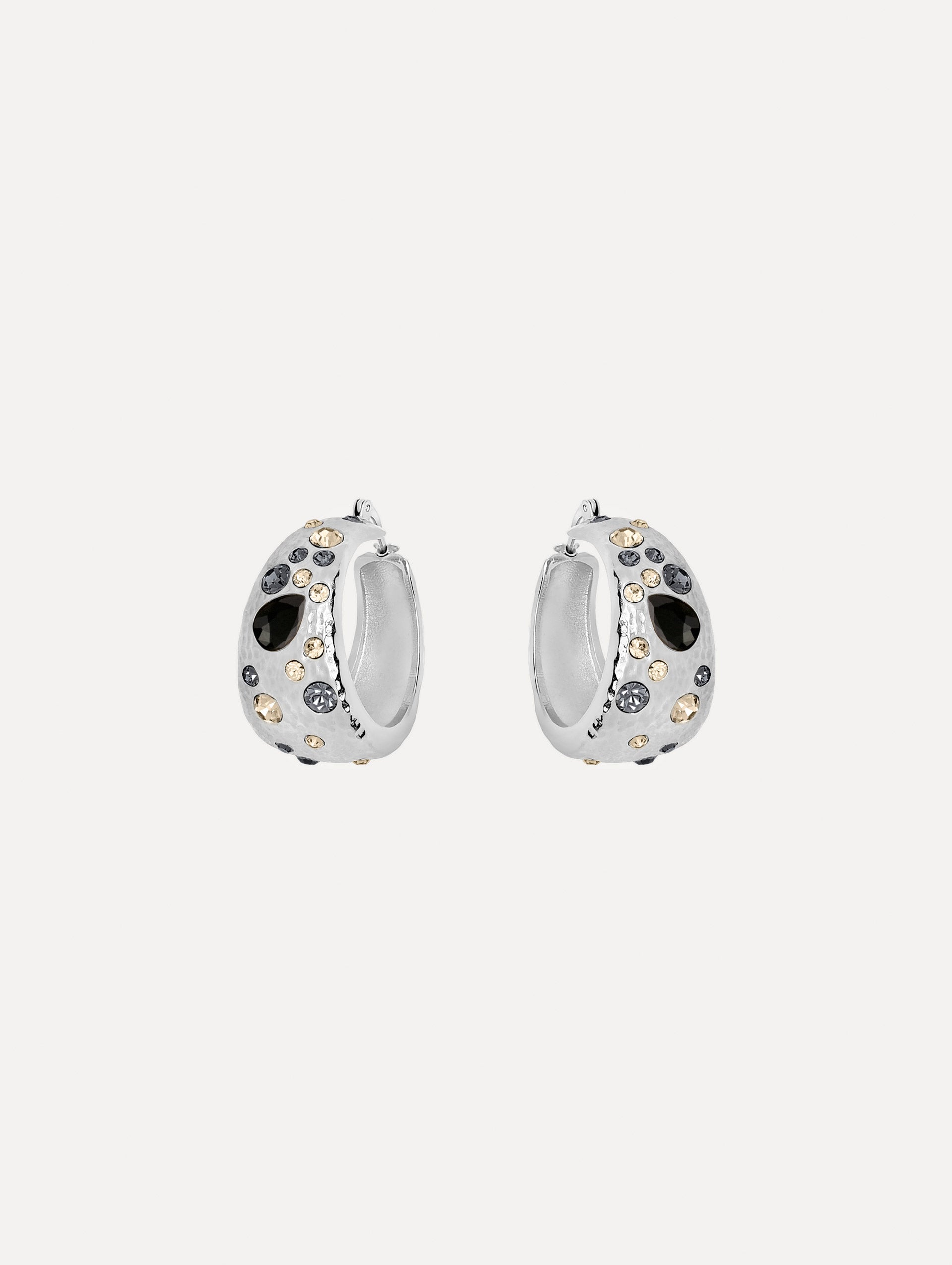 Mixed Crystal Hoop Earrings Black diamond / Oscar de la Renta
