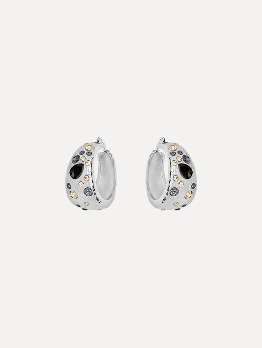 Mixed Crystal Hoop Earrings Black diamond / Oscar de la Renta