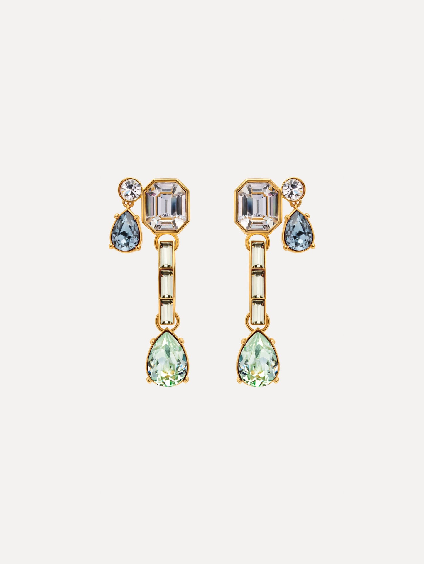 Mixed-Stone Linear Drop Earrings Chrysolite / Oscar de la Renta