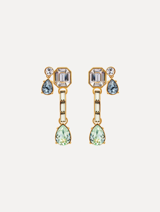Mixed-Stone Linear Drop Earrings Chrysolite / Oscar de la Renta