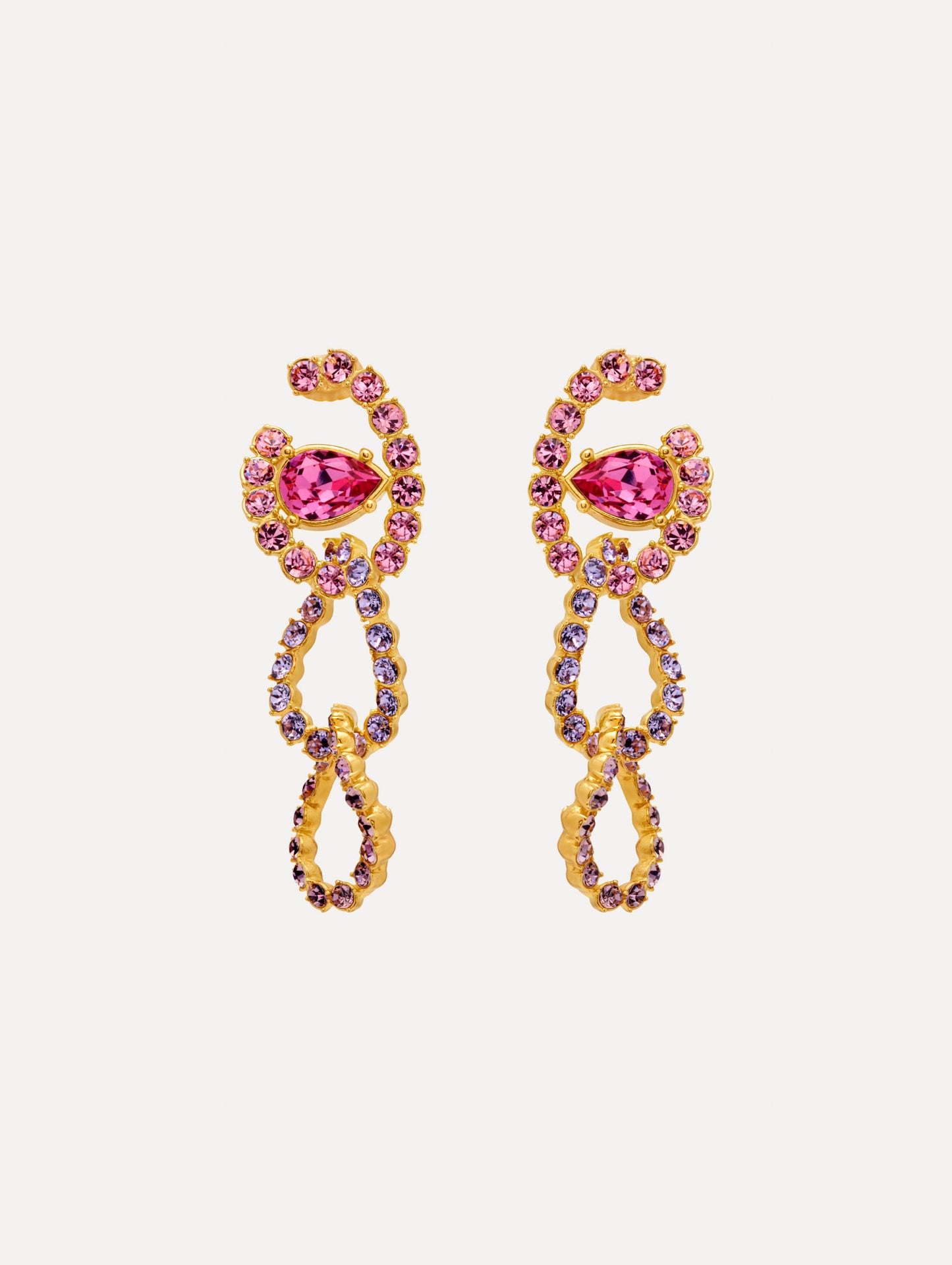 Rhinestone Chain-Link Clip-On Earrings Violet / Oscar de la Renta