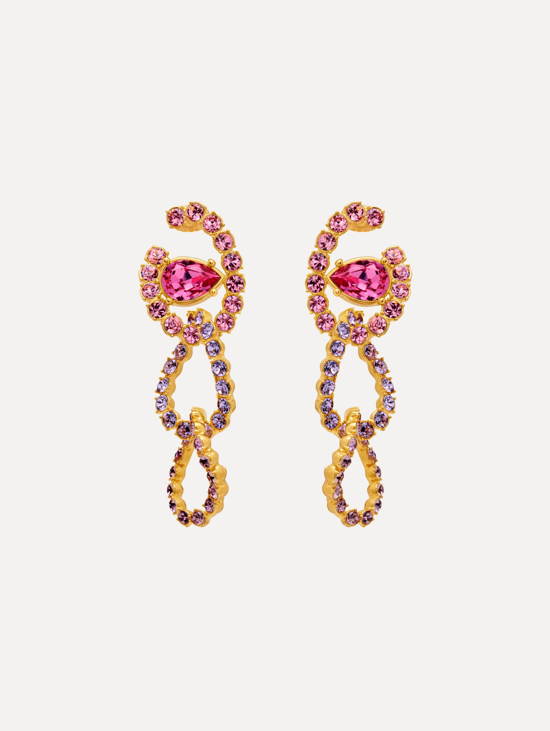 Rhinestone Chain-Link Clip-On Earrings Violet / Oscar de la Renta