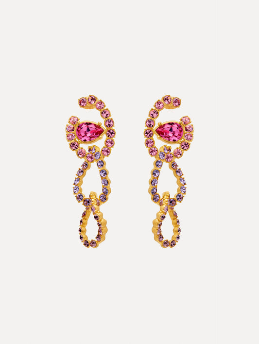 Rhinestone Chain-Link Clip-On Earrings Violet / Oscar de la Renta