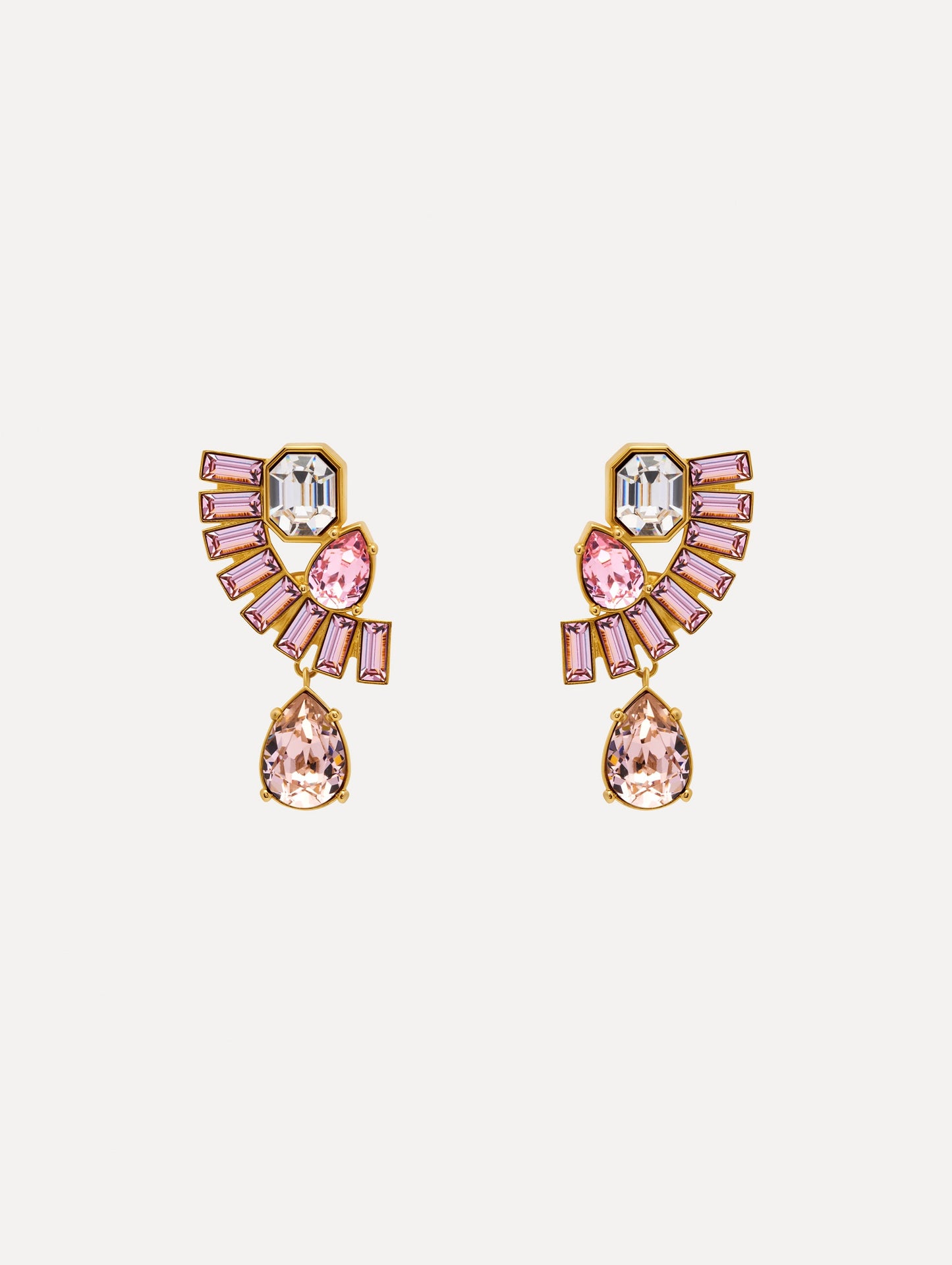 Fan Rhinestone Clip-On Earrings Rose / Oscar de la Renta