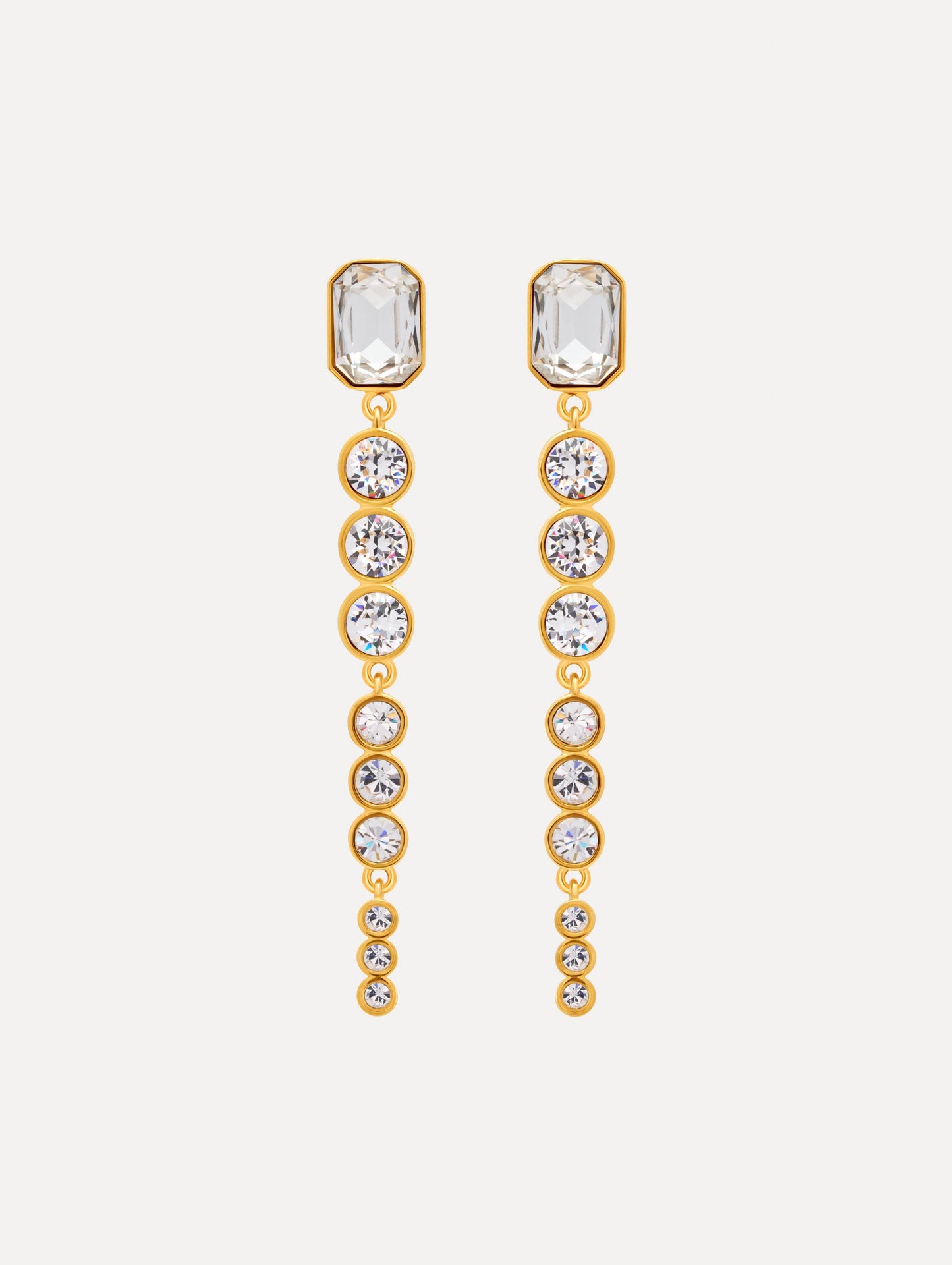 Cascading Mixed-Stone Drop Clip-On Earrings Crystal / Oscar de la Renta