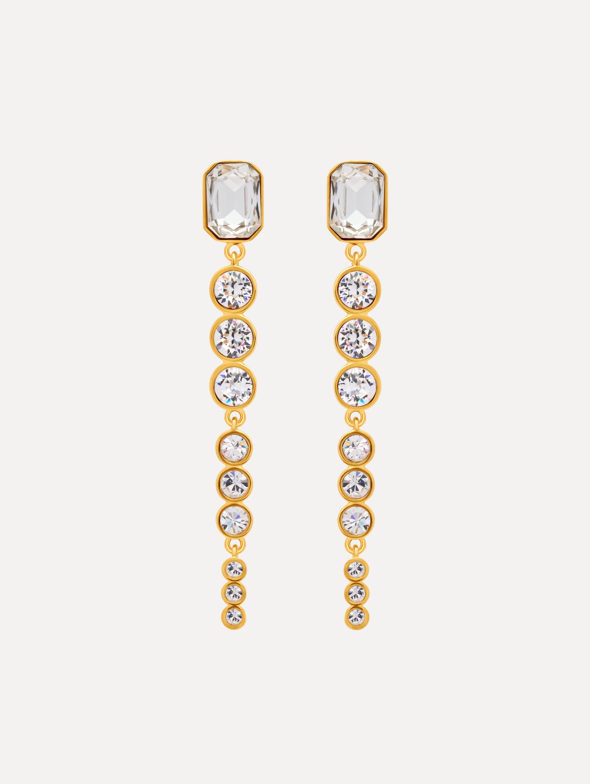 Cascading Mixed-Stone Drop Clip-On Earrings Crystal / Oscar de la Renta
