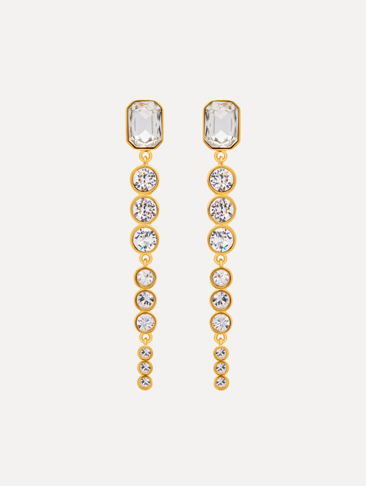 Cascading Mixed-Stone Drop Clip-On Earrings Crystal / Oscar de la Renta