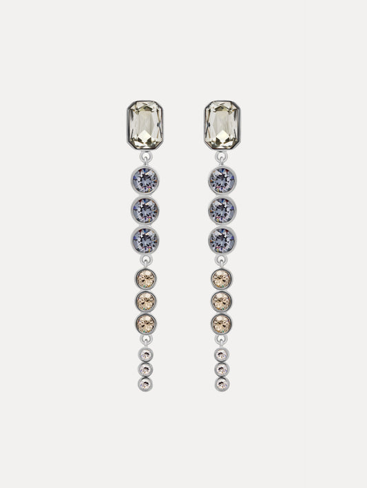 Cascading Mixed-Stone Drop Clip-On Earrings Black diamond / Oscar de la Renta