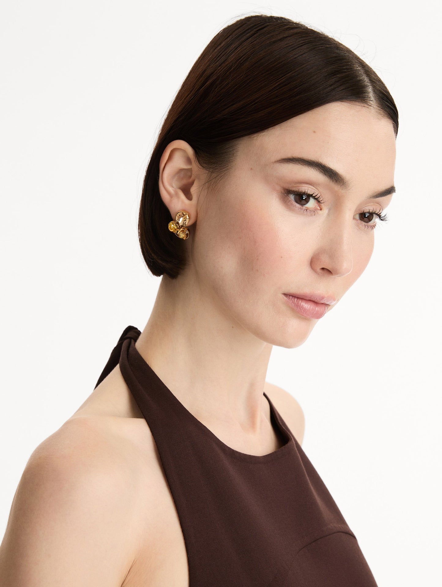 Pear-Cut Cluster Earrings Golden shadow / Oscar de la Renta