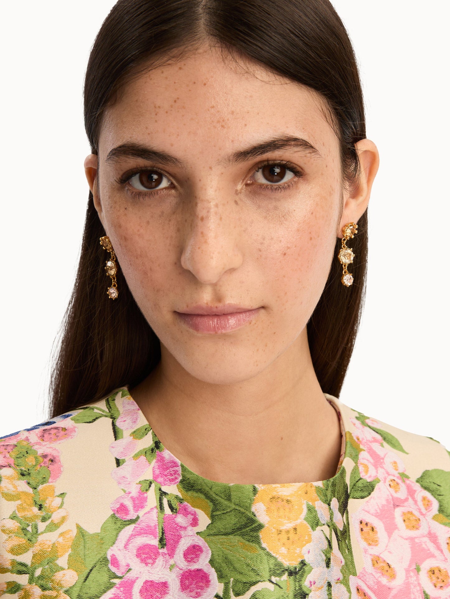 Faceted Crystal Drop Earrings Topaz / Oscar de la Renta