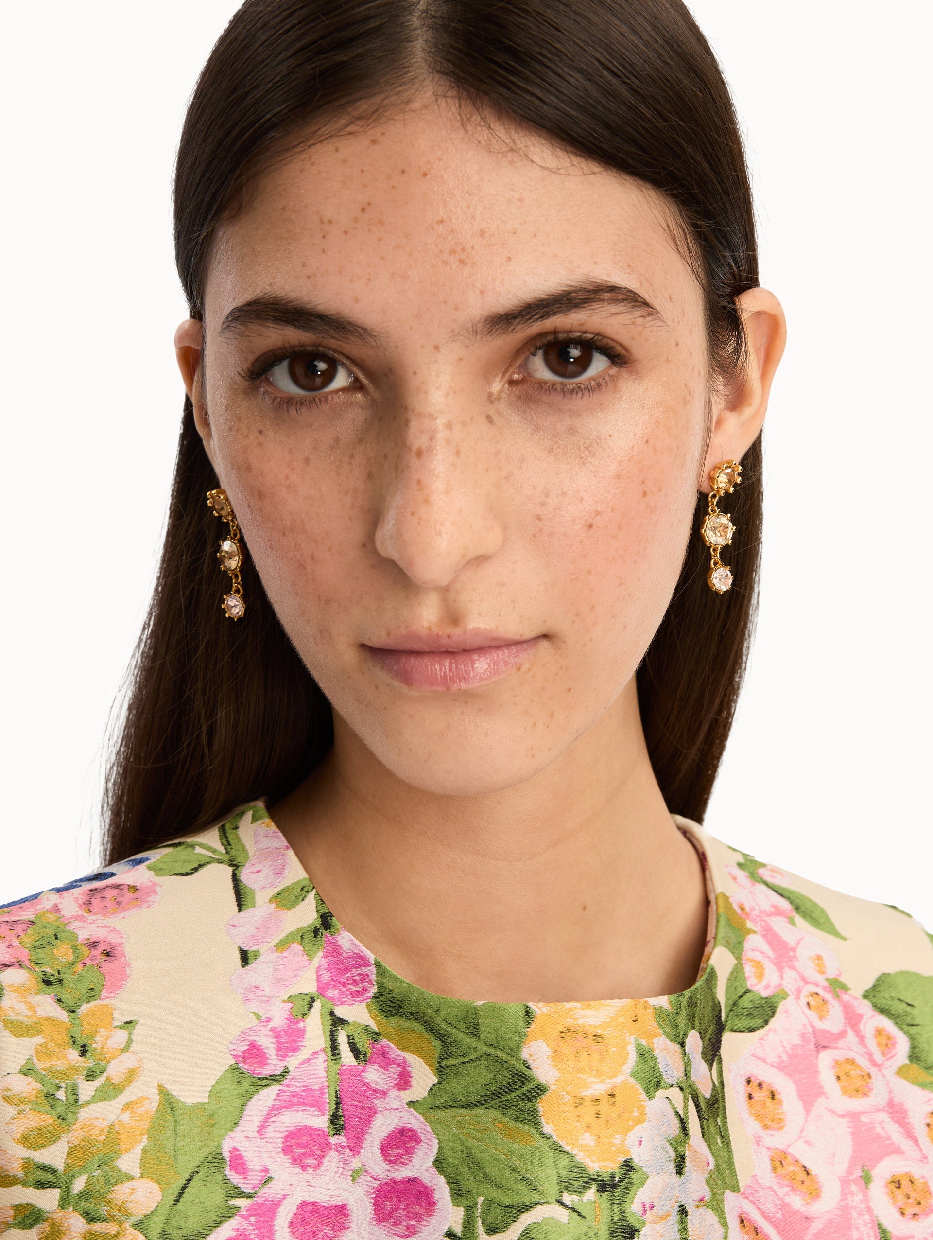 Faceted Crystal Drop Earrings Topaz / Oscar de la Renta